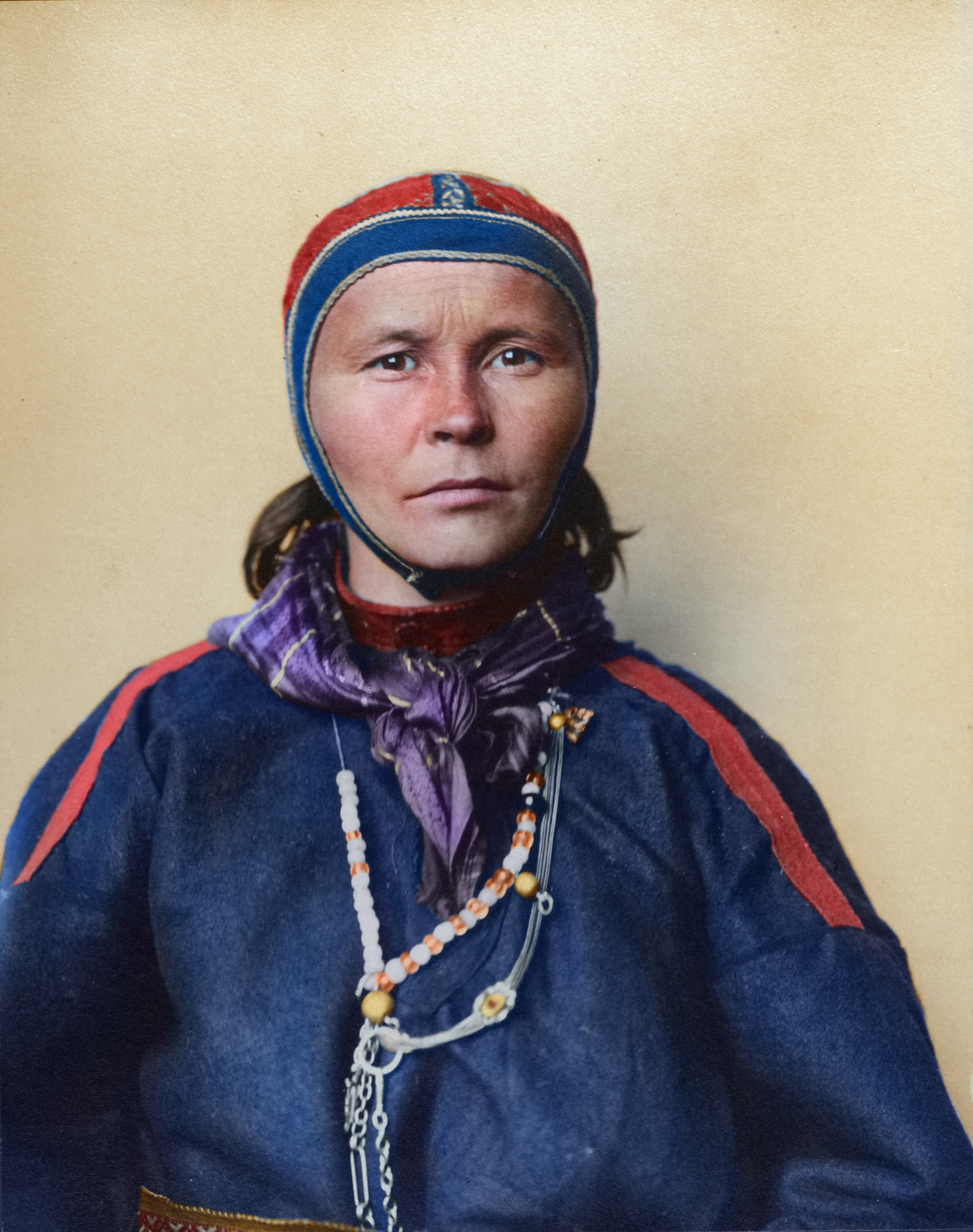 Portrait of a Laplander woman from Finland at the Ellis Island Immigration Station, circa 1905.