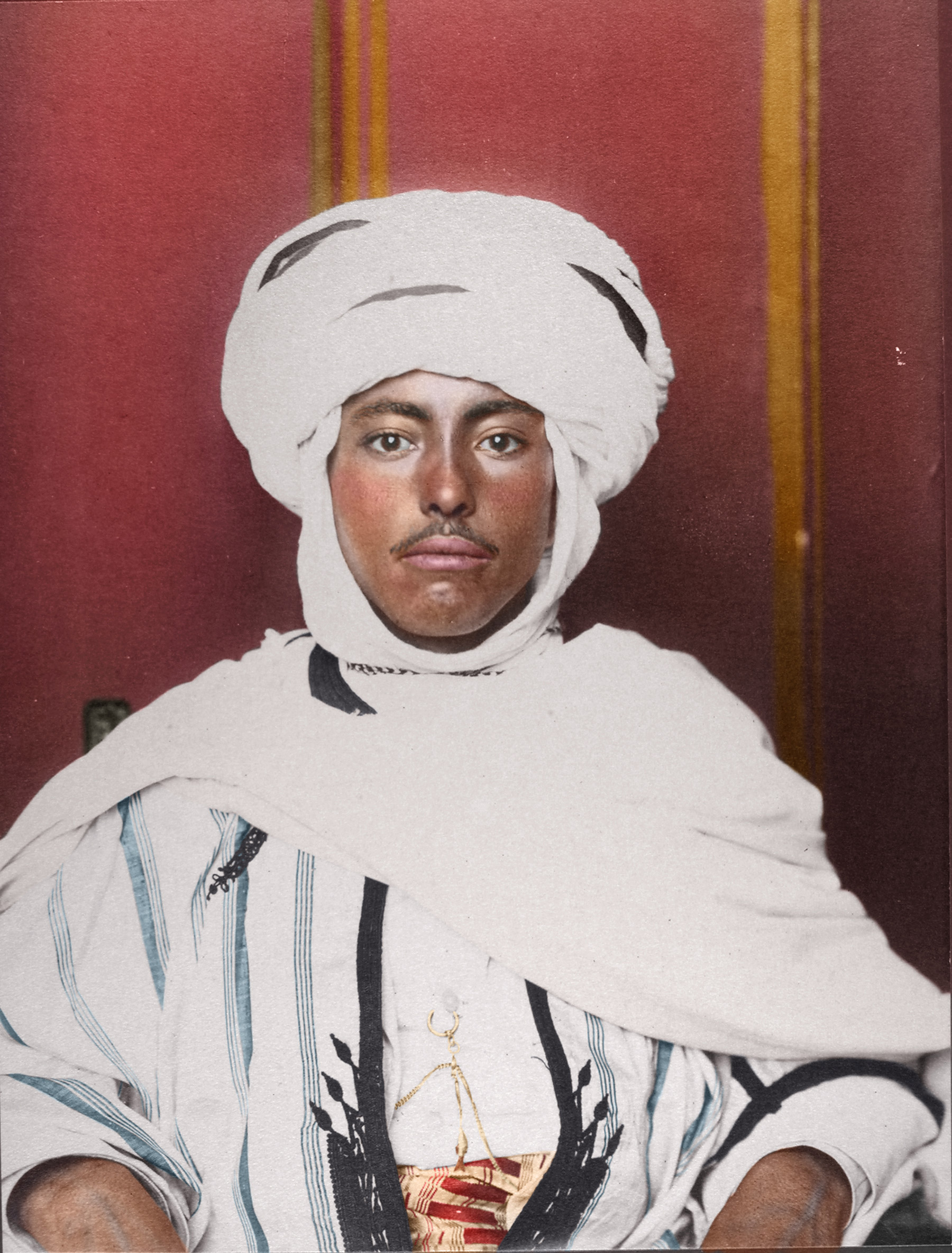 Portrait of an Algerian man at the Ellis Island Immigration Station, circa 1905-1914.