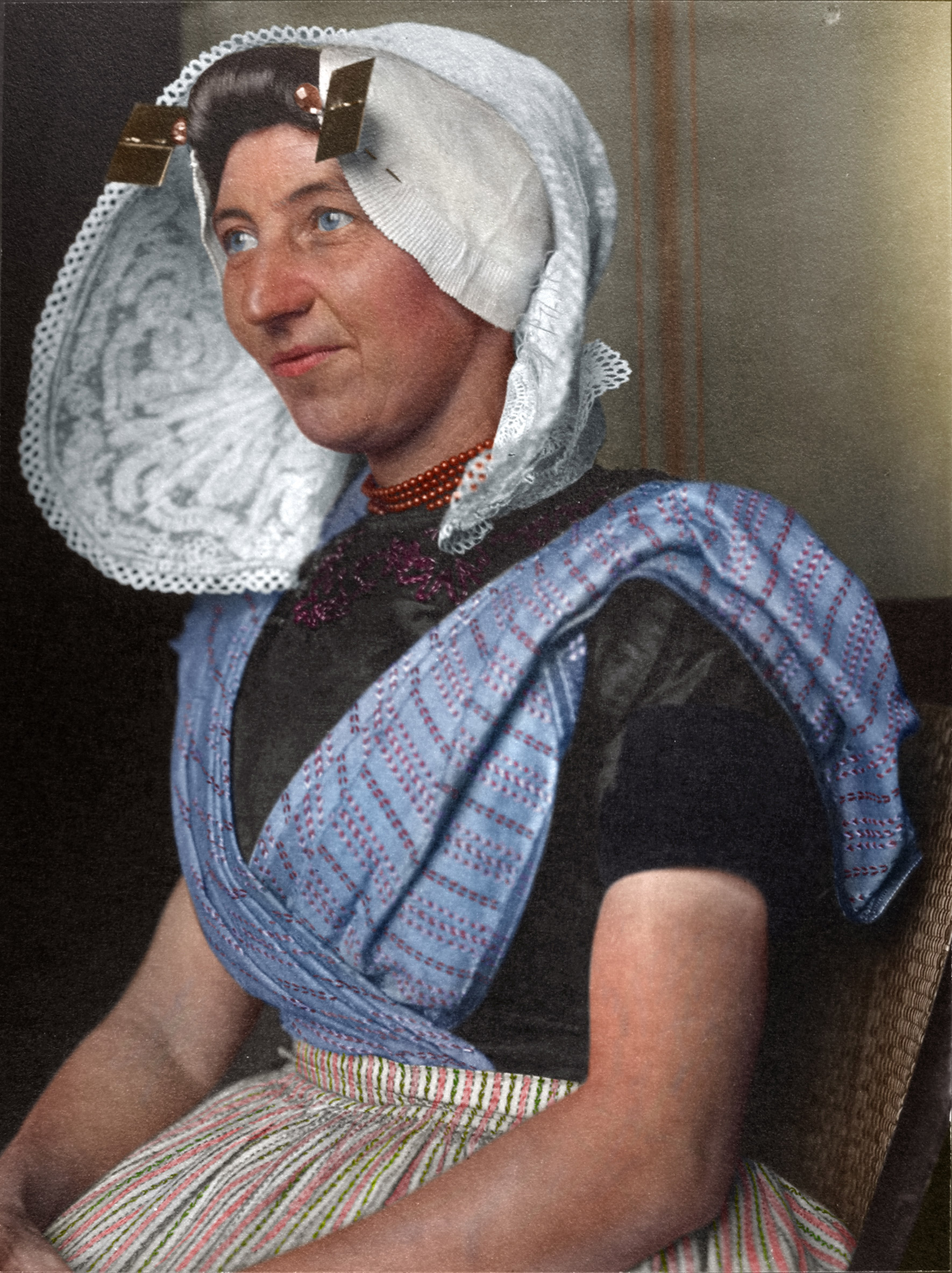 Portrait of a Dutch woman at the Ellis Island Immigration Station, circa 1905-1914.