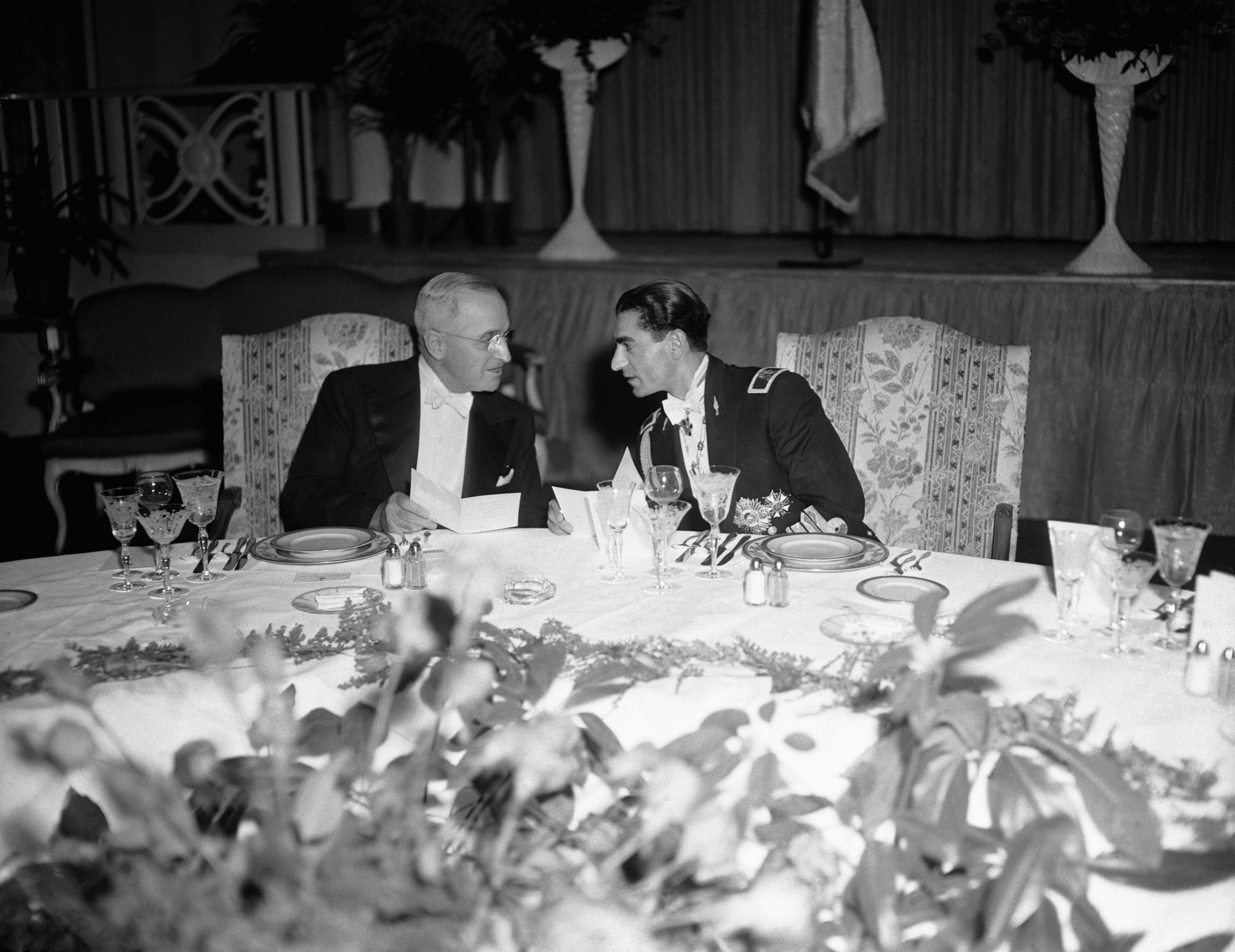 Harry Truman and The Shah of Iran at a State Dinner