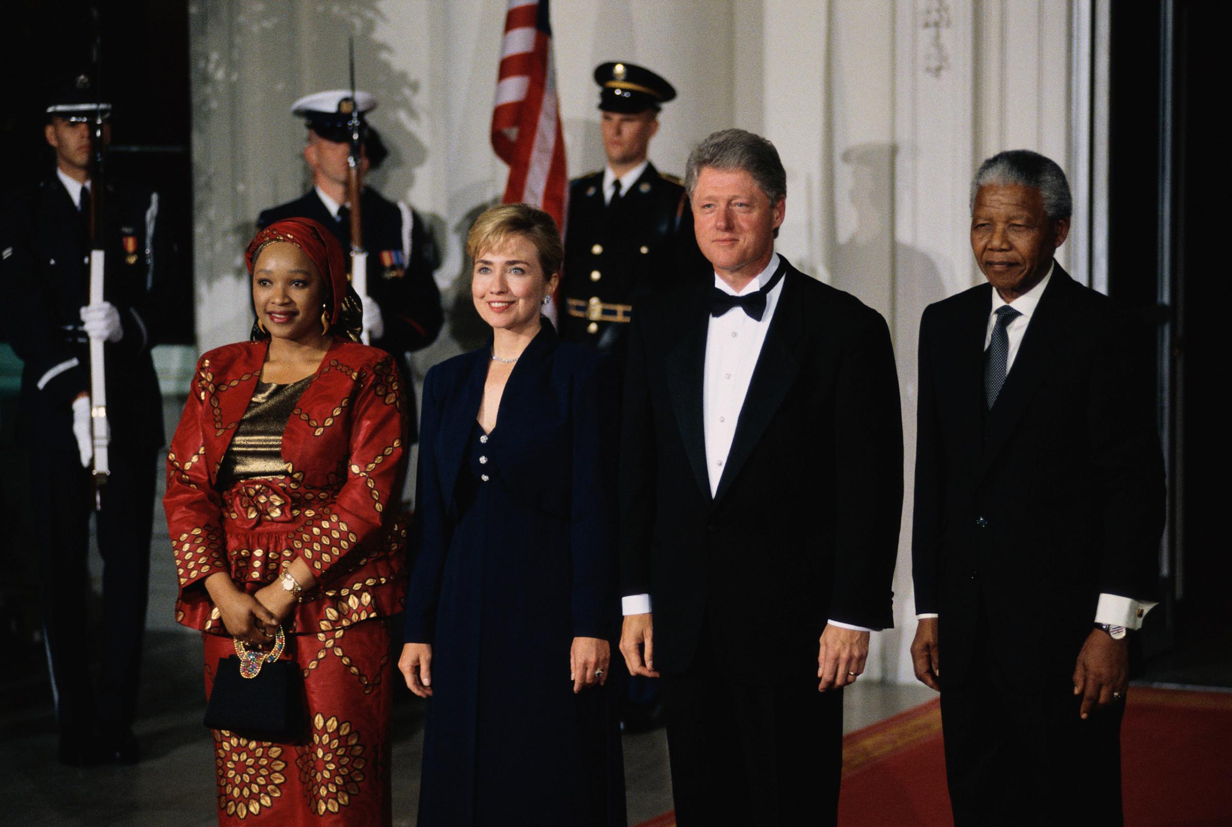 Clintons with Nelson Mandela at State Dinner