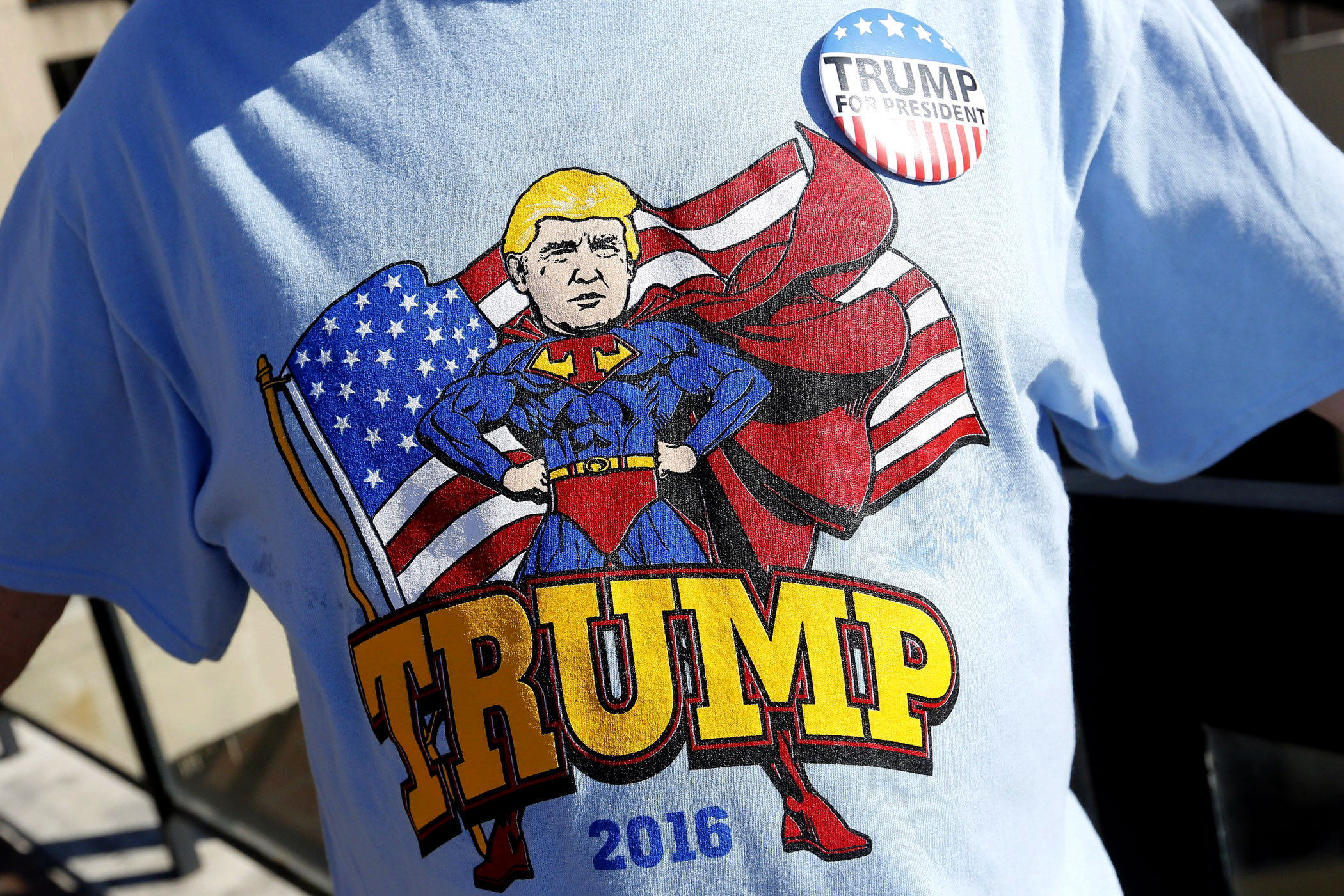 A supporter of Republican presidential candidate Donald Trump attends a rally in Baton Rouge, La. on Feb. 11.