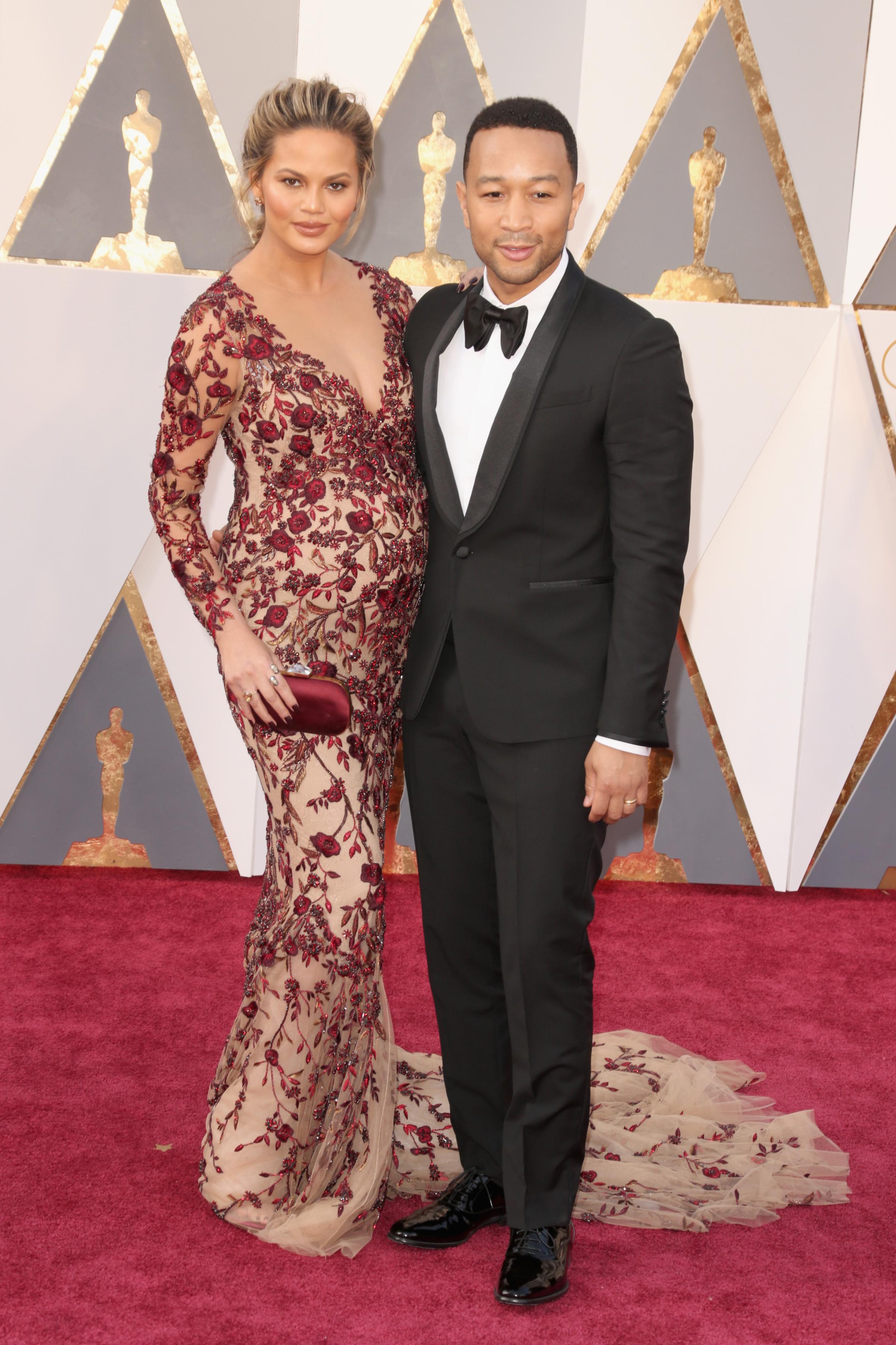 Chrissy Teigen and John Legend attend the 88th Annual Academy Awards on Feb. 28, 2016 in Hollywood, Calif.