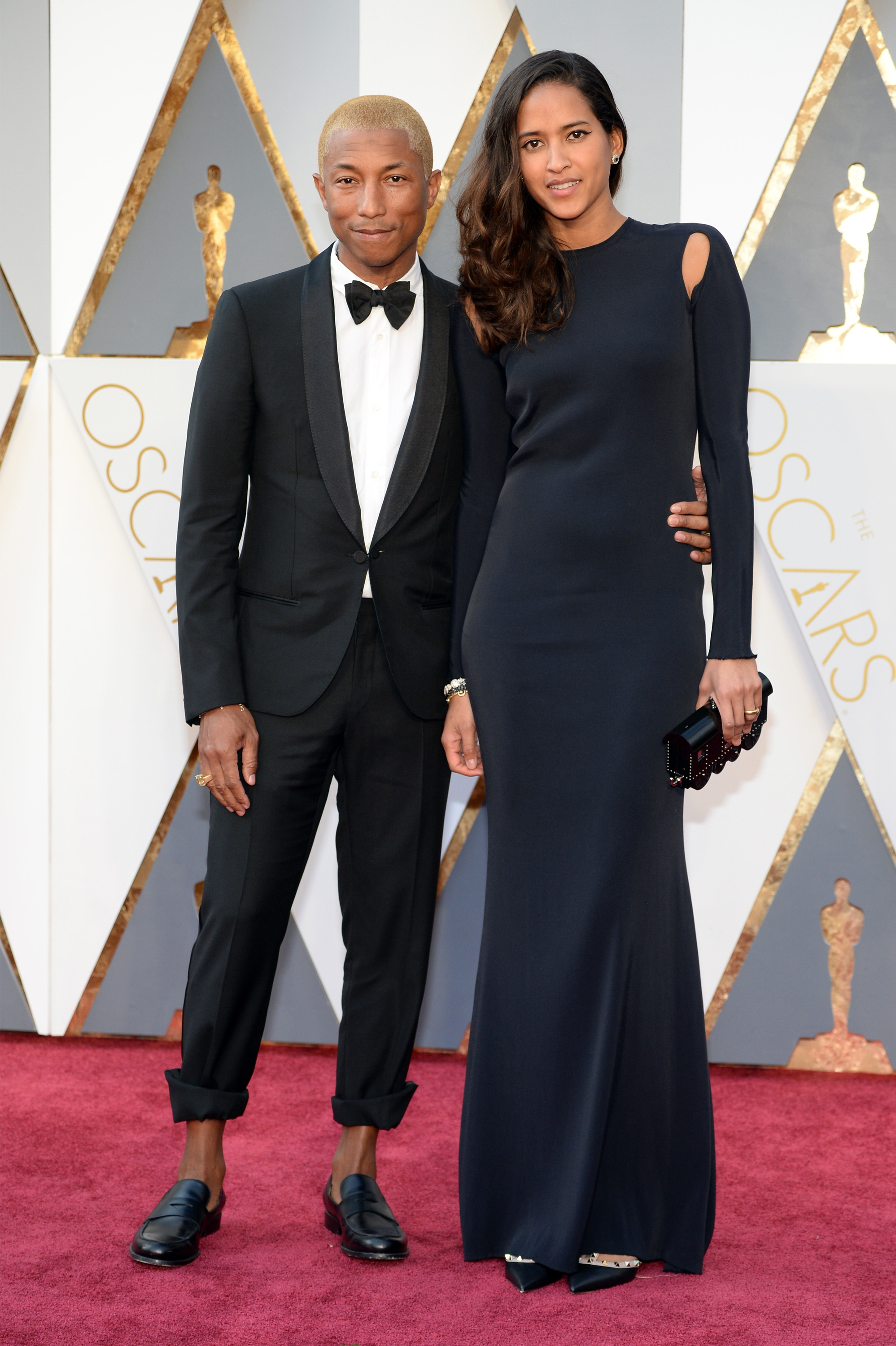 Pharrell Williams and Helen Lasichanh attend the 88th Annual Academy Awards on Feb. 28, 2016 in Hollywood, Calif.