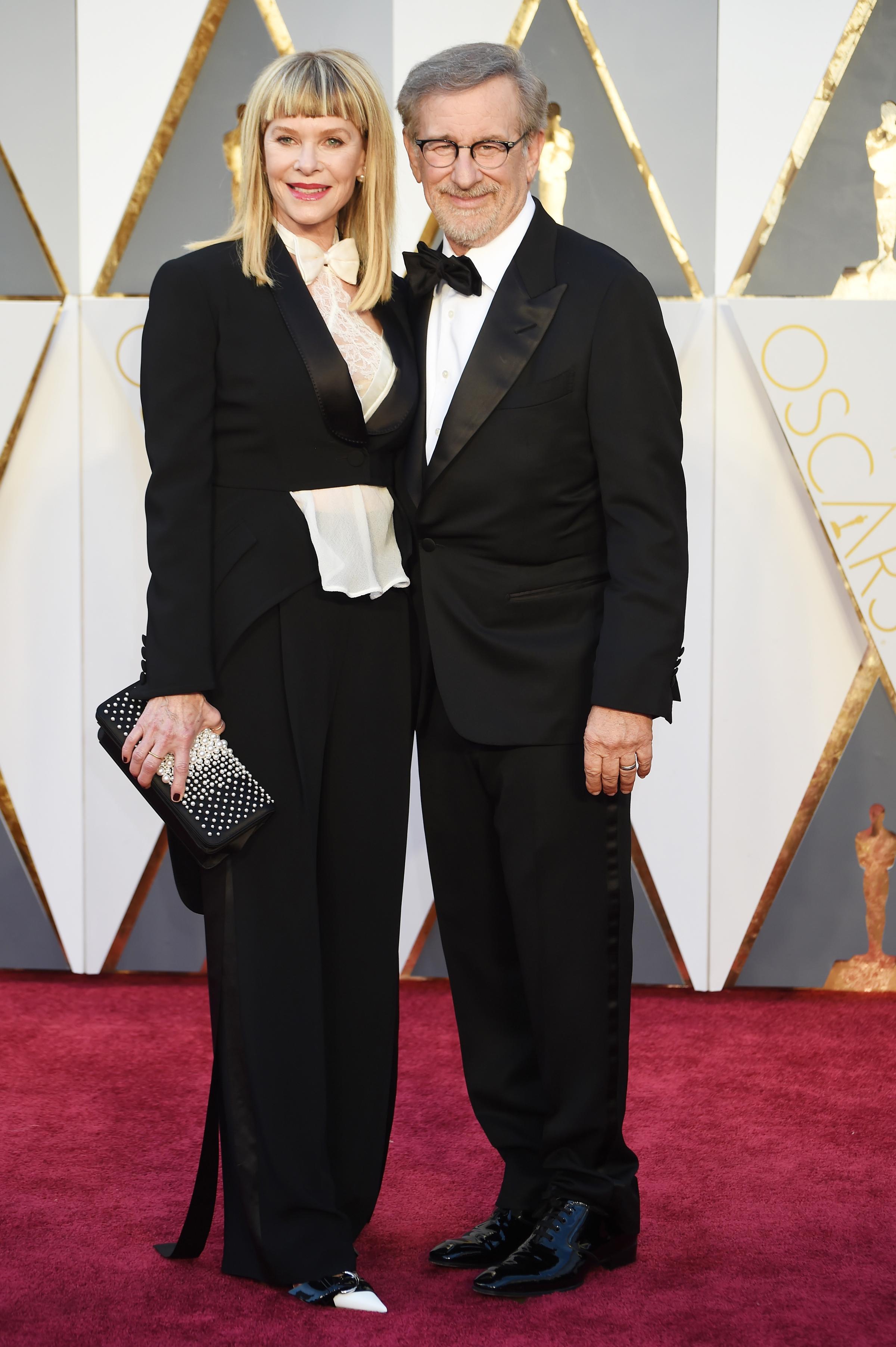 Kate Capshaw and Steven Spielberg attend the 88th Annual Academy Awards on Feb. 28, 2016 in Hollywood, Calif.