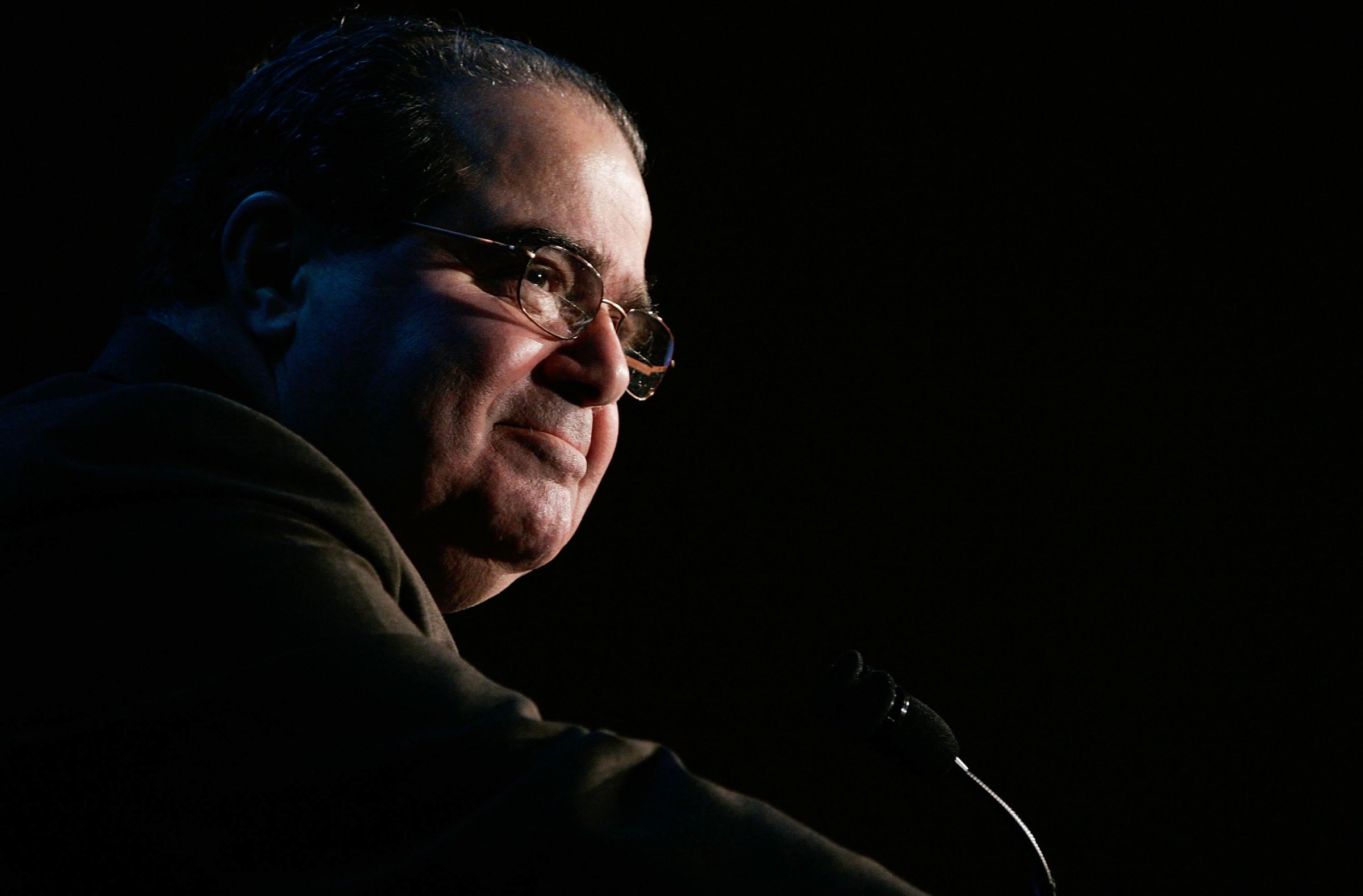 This Dec. 13, 2006 photo shows Supreme Court Associate Justice Antonin Scalia during an address at a Northern Virginia Technology Council (NVTC) breakfast in McLean, Va.