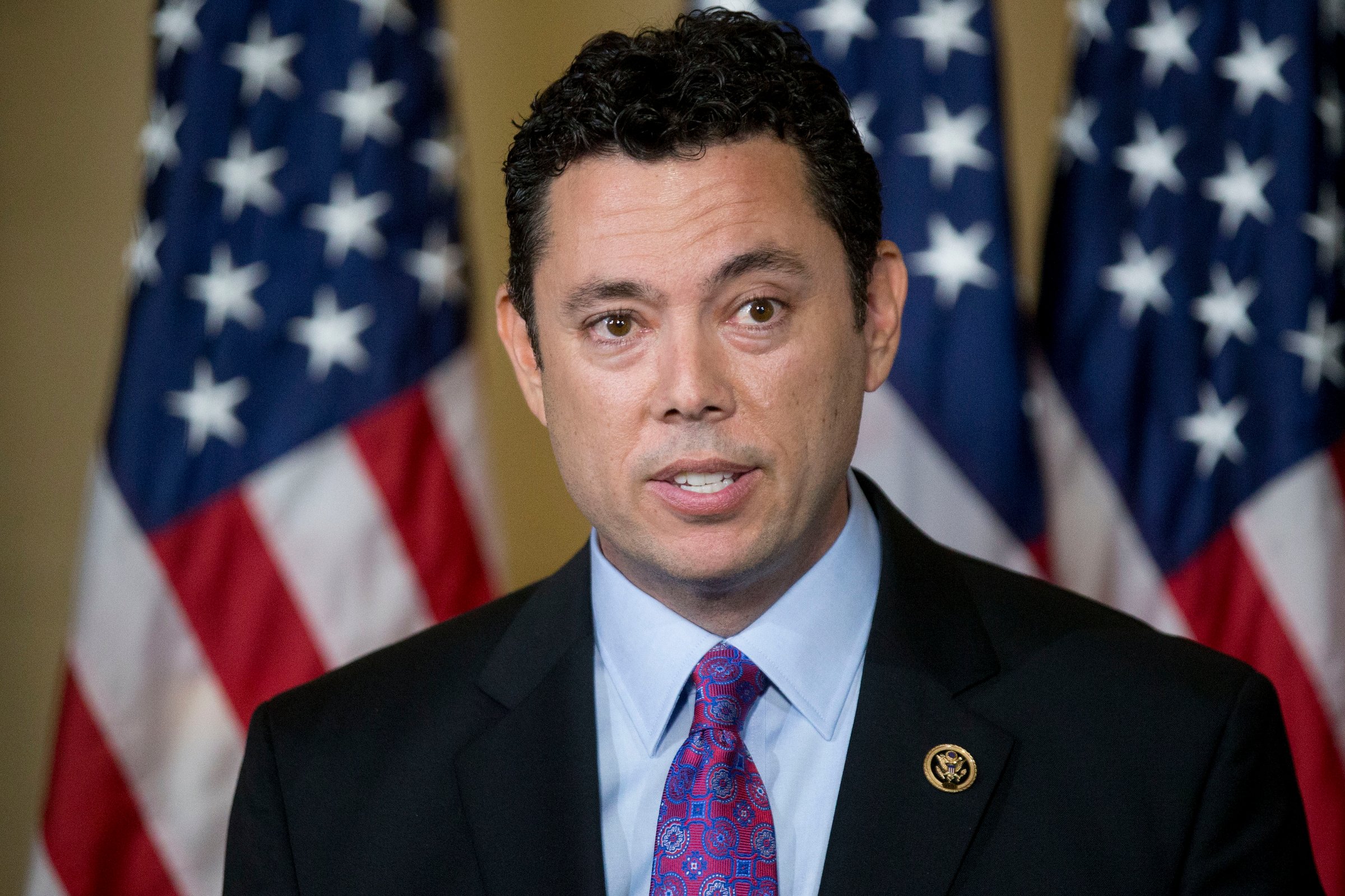 Representative Jason Chaffetz, a Republican from Utah, speaks to members of the media after a closed House Republican election meeting on Capitol Hill in Washington, D.C., U.S., on Thursday, Oct. 8, 2015.