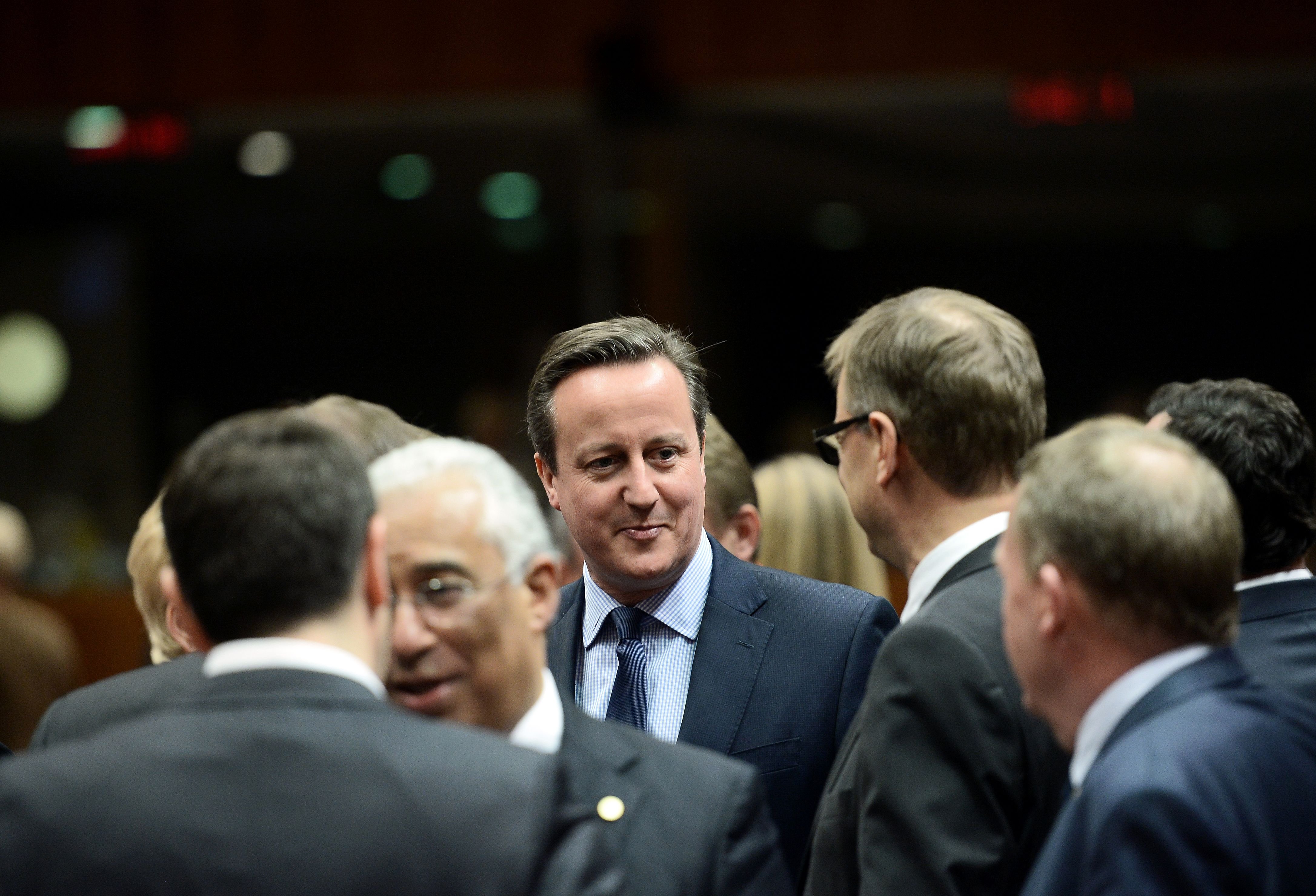Britain's Prime Minister David Cameron attends an EU summit meeting, at the European Union council in Brussels, on Feb. 18, 2016. (Stephane De Sakutin—AFP/Getty Images)