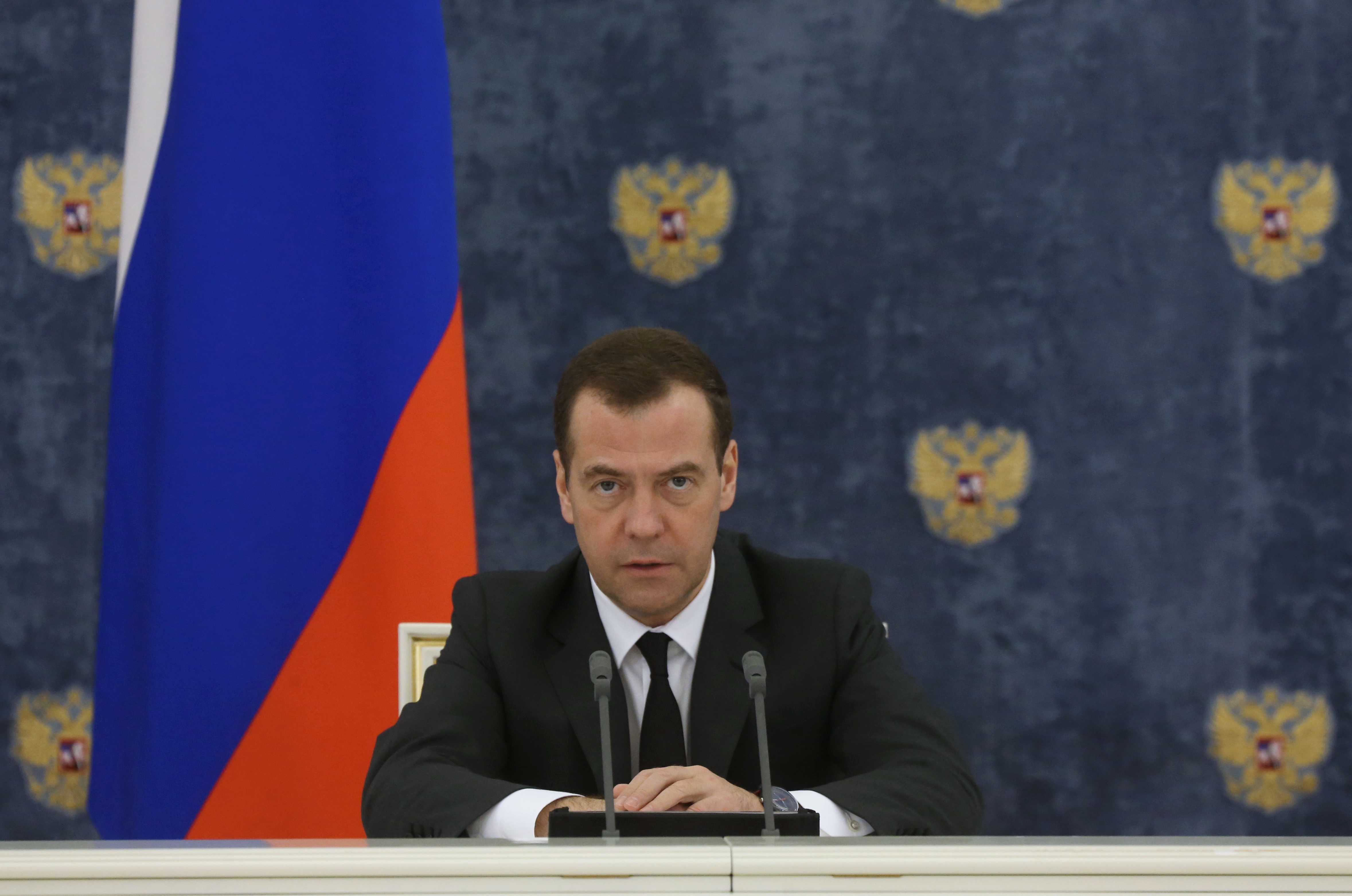 Dmitry Medvedev seen at the Moscow suburban residence "Gorki", on Feb. 11, 2016. (Ekaterina Shtukina—AP)