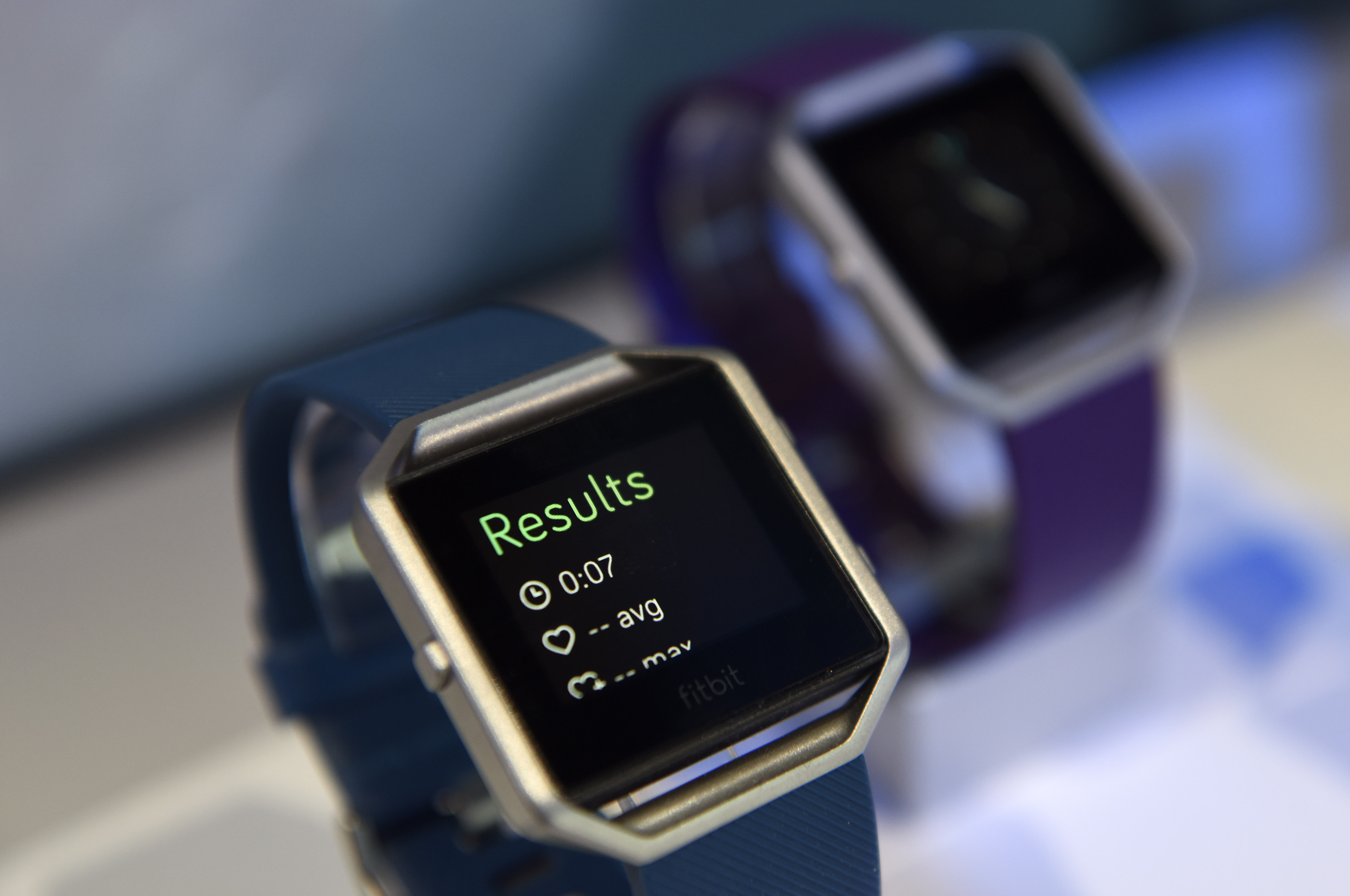 The Fitbit Inc. Blaze fitness tracker is displayed during the 2016 Consumer Electronics Show (CES) in Las Vegas, Nevada, U.S., on Friday, Jan. 8, 2016.