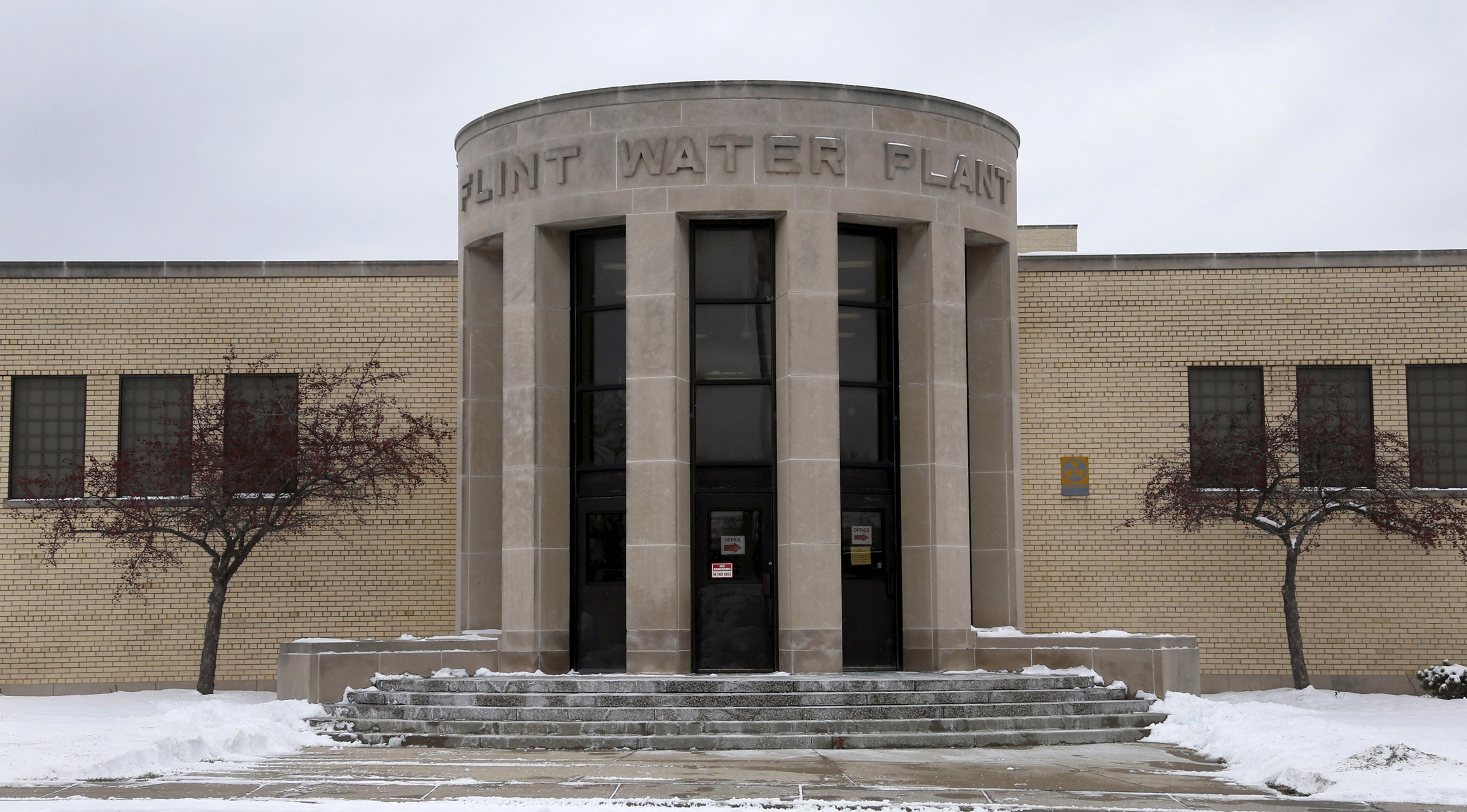 The front of the Flint Water Plant is seen in Flint, Mich., on Jan. 13, 2016. (Rebecca Cook—Reuters)