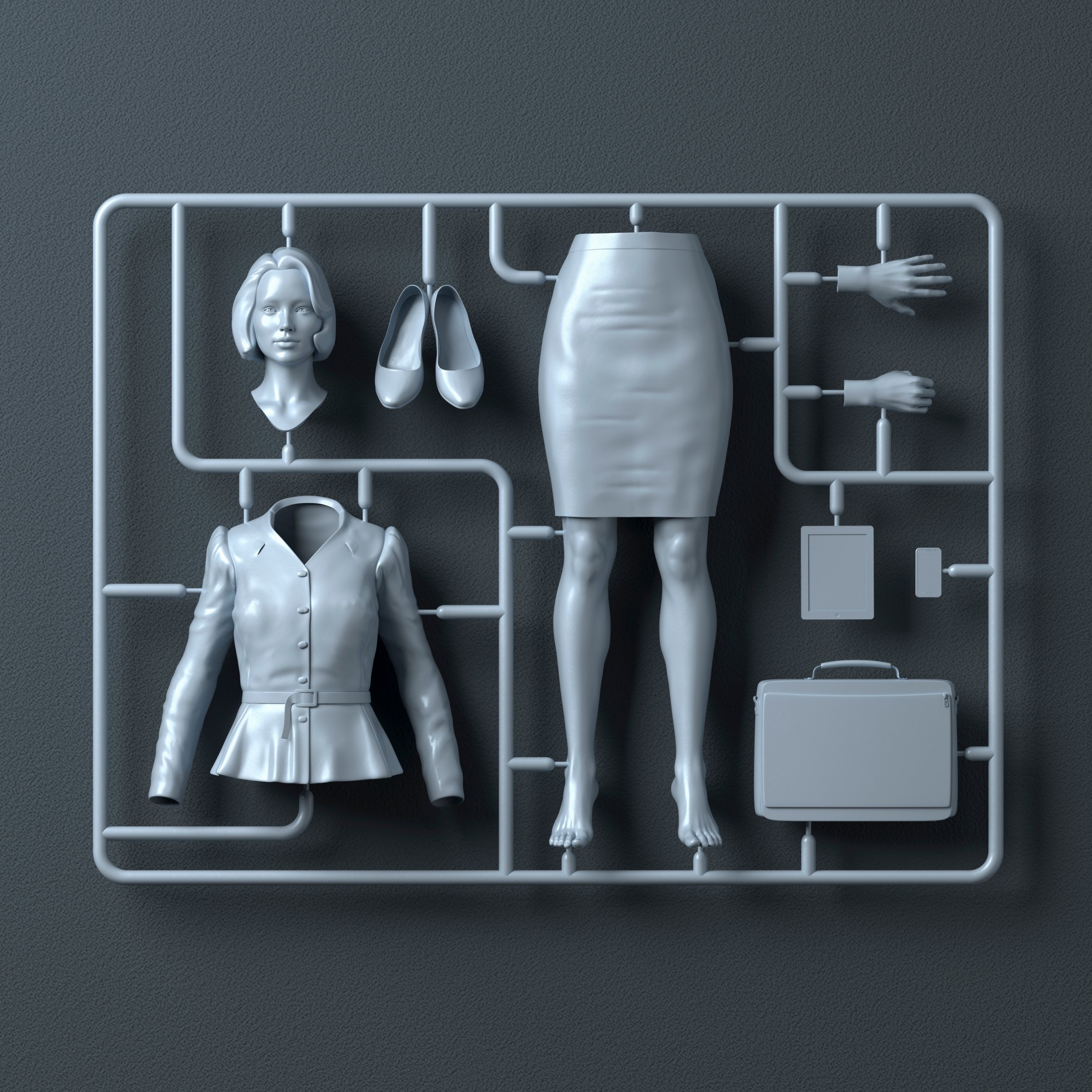 Plastic assembly kit for businesswoman