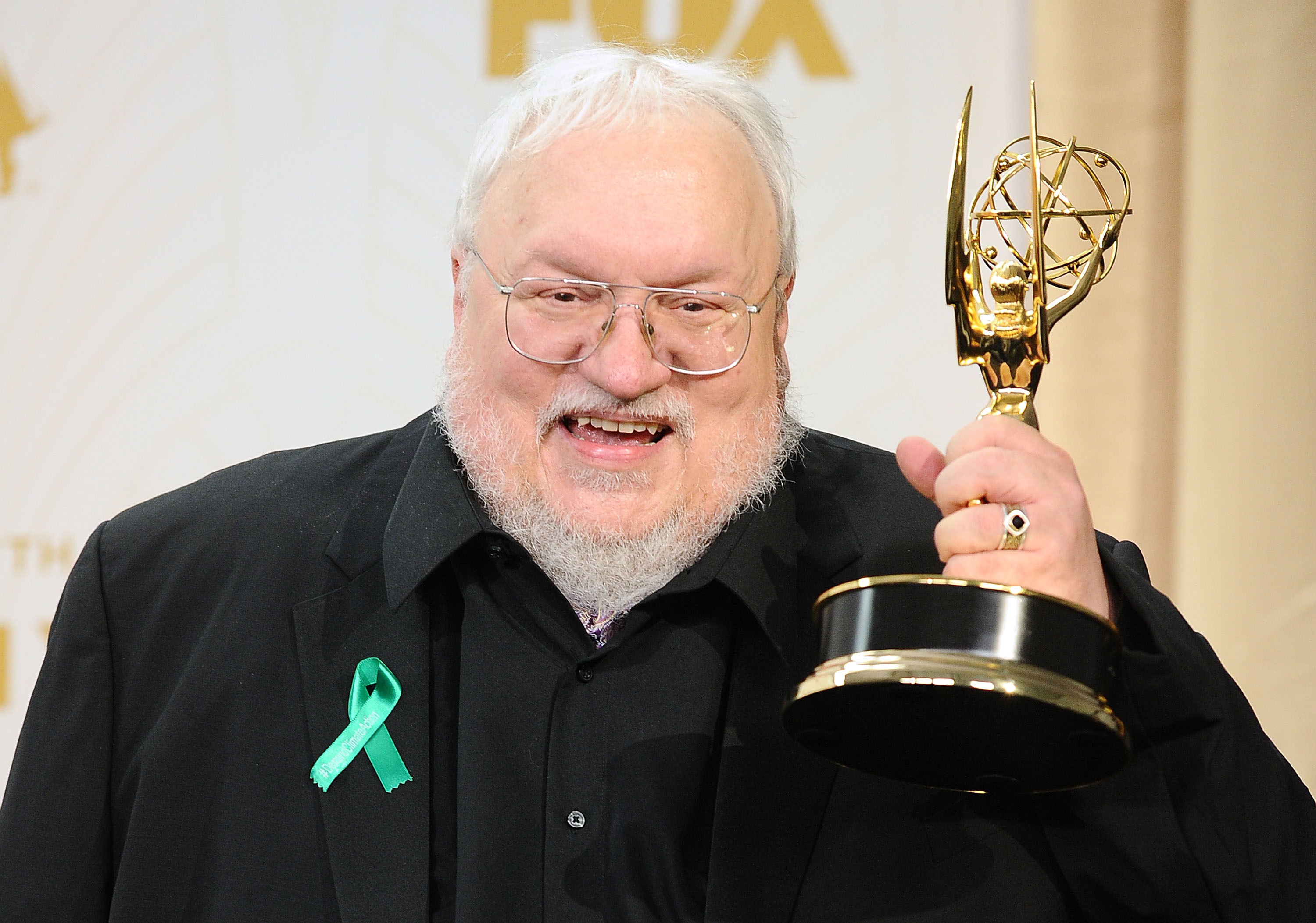George R.R. Martin poses in the press room at the 67th annual Primetime Emmy Awards at Microsoft Theater on September 20, 2015 in Los Angeles, California. (Jason LaVeris&mdash;FilmMagic/Getty Images)
