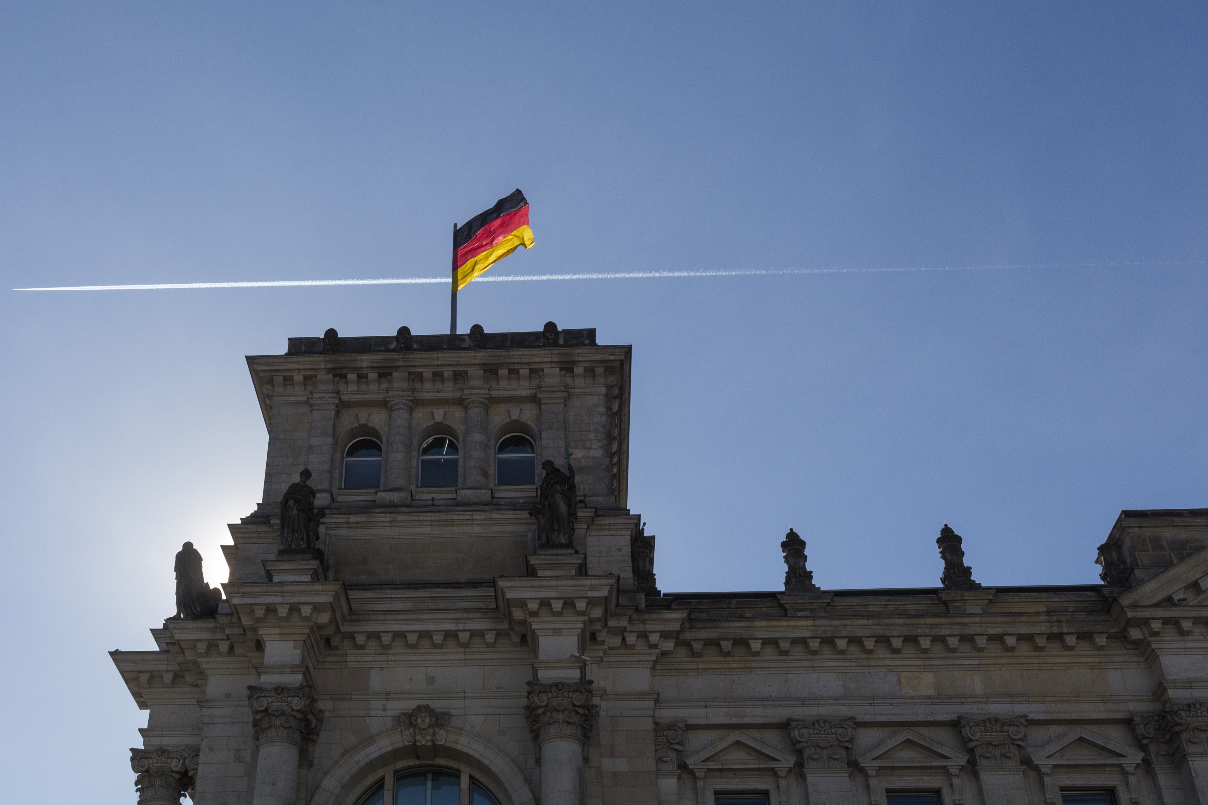 German Flag On Top Off The German Parliament Building