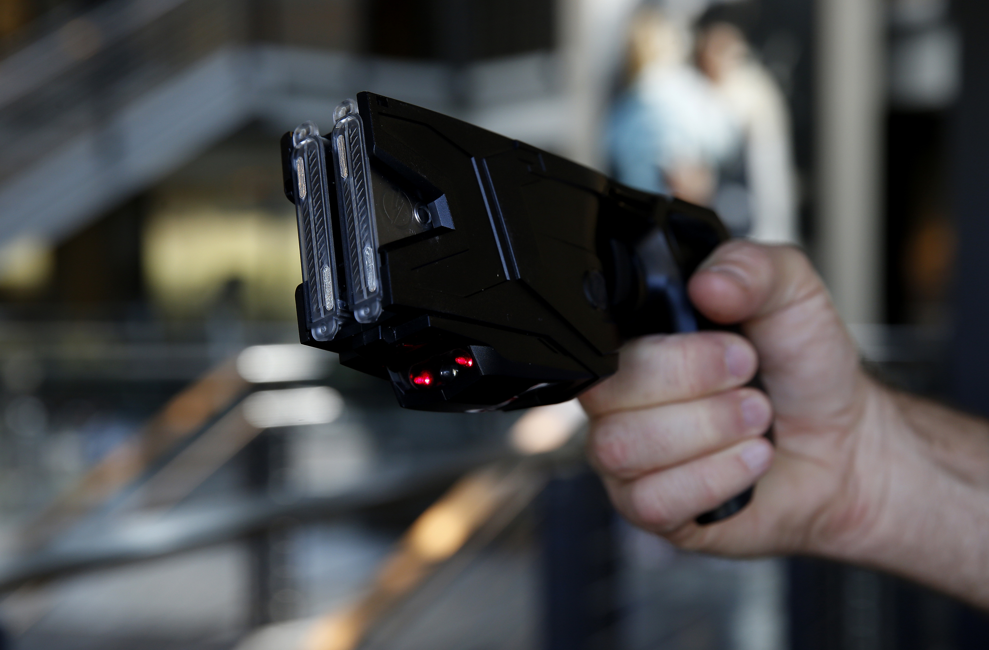 The Taser X2 electronic weapon arranged for a photograph at the Taser International headquarters in Scottsdale, Ariz., April 22, 2015 (Patrick T. Fallon—Bloomberg/Getty Images)