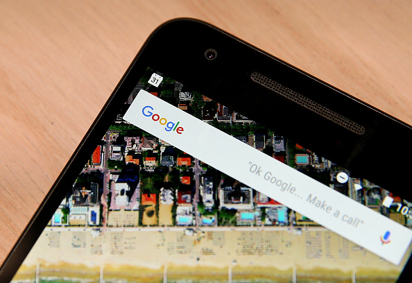 The Google logo is displayed on the new Nexus 5X phone during a Google media event on September 29, 2015 in San Francisco, California. (Justin Sullivan&mdash;Getty Images)