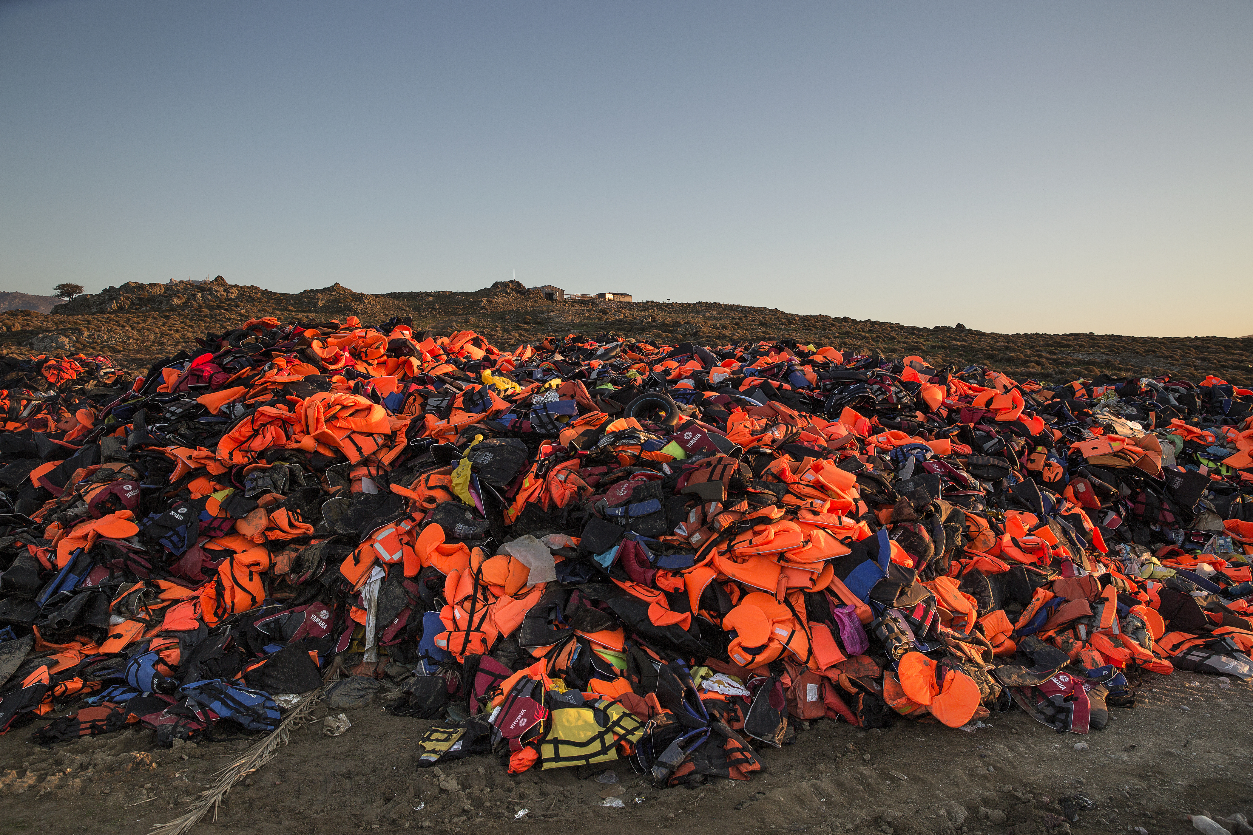 Lifejackets are seen  taking over a garbage dump in Molyvos, Lesbos on Nov. 12, 2015 (Paula Bronstein—Getty Images)
