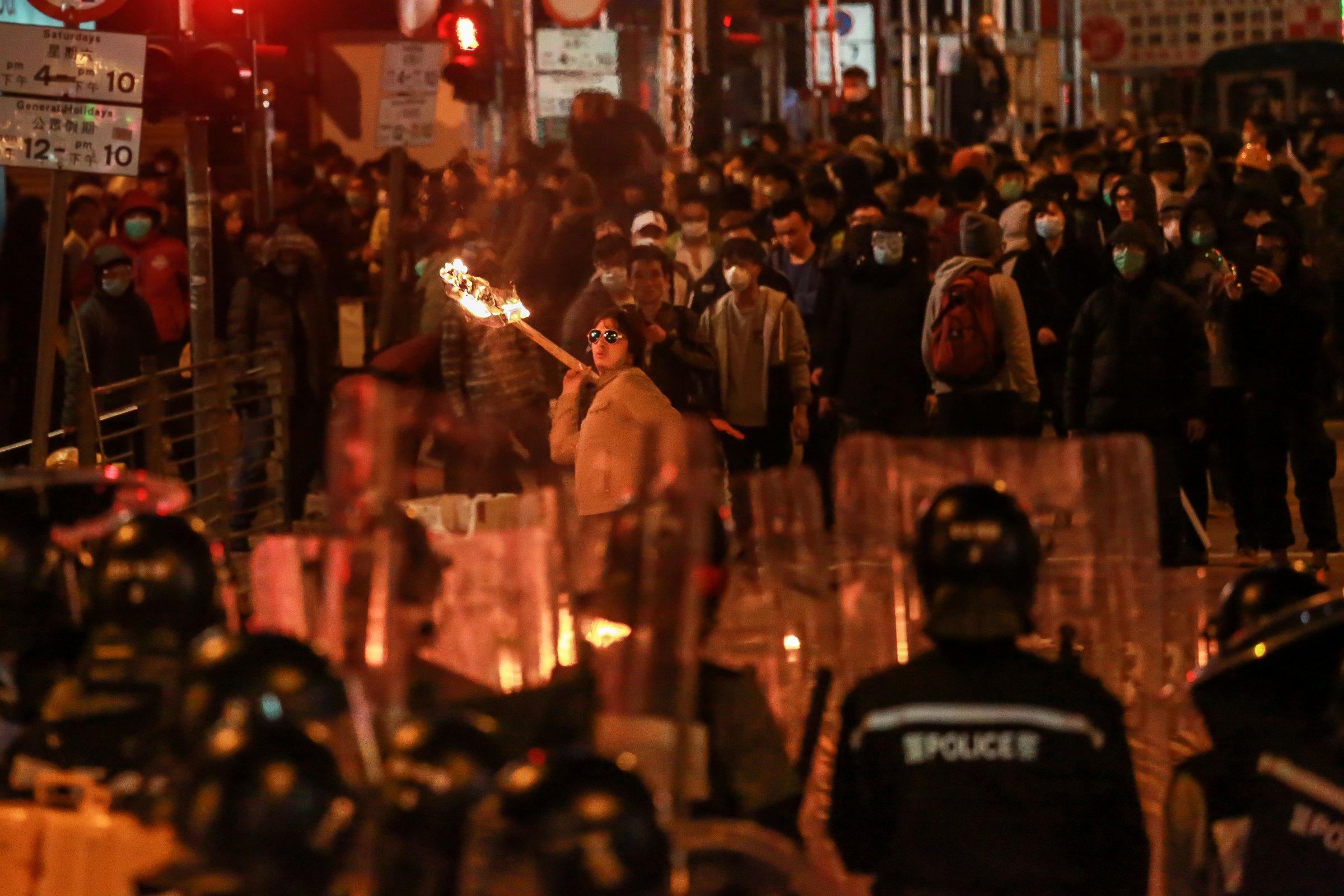 Protesters Riot In The Popular Shopping District Of Mong Kok