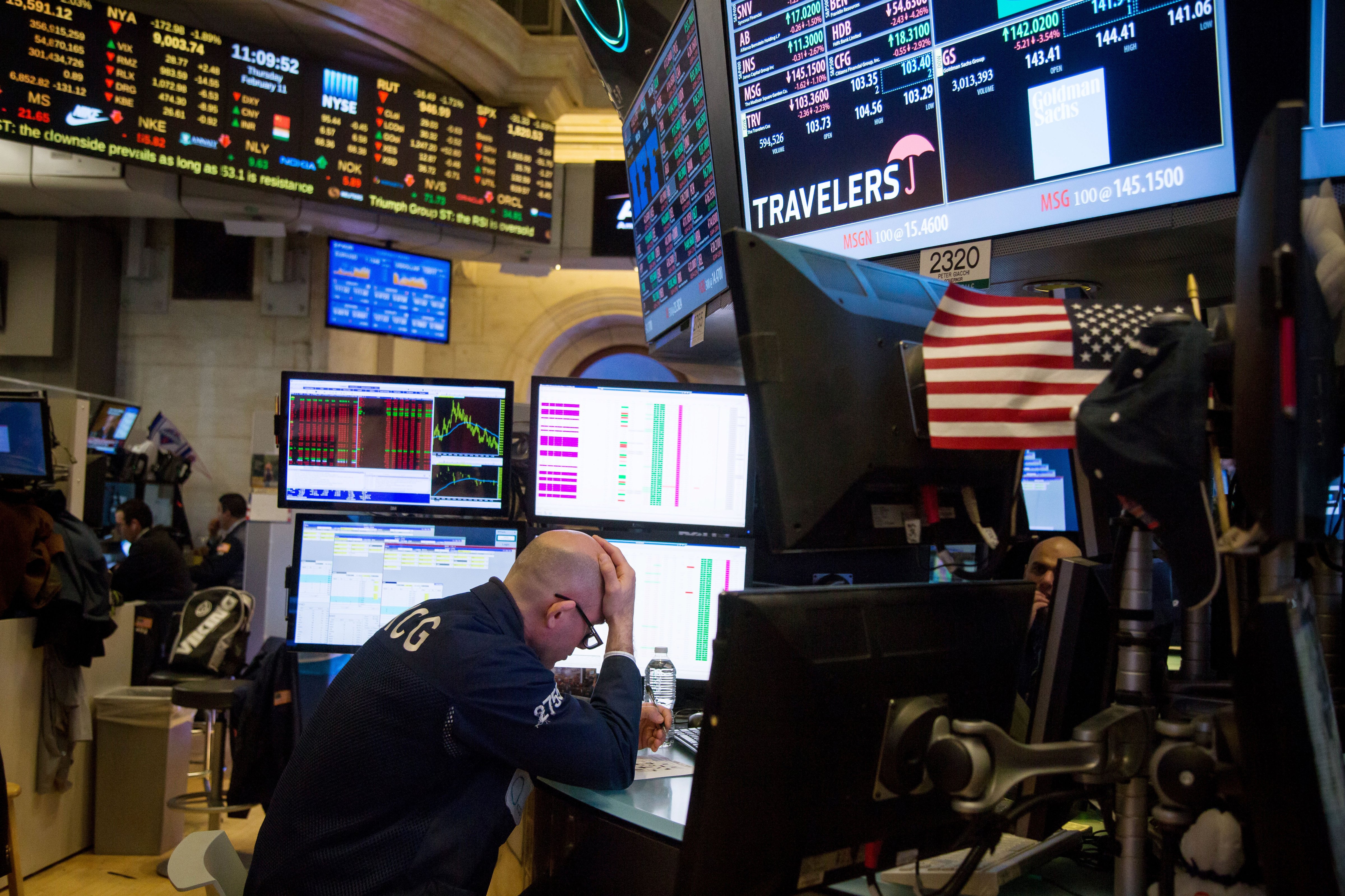 Traders work on the floor of the New York Stock Exchange in New York, on Feb. 11, 2016 (Bloomberg/Getty Images)