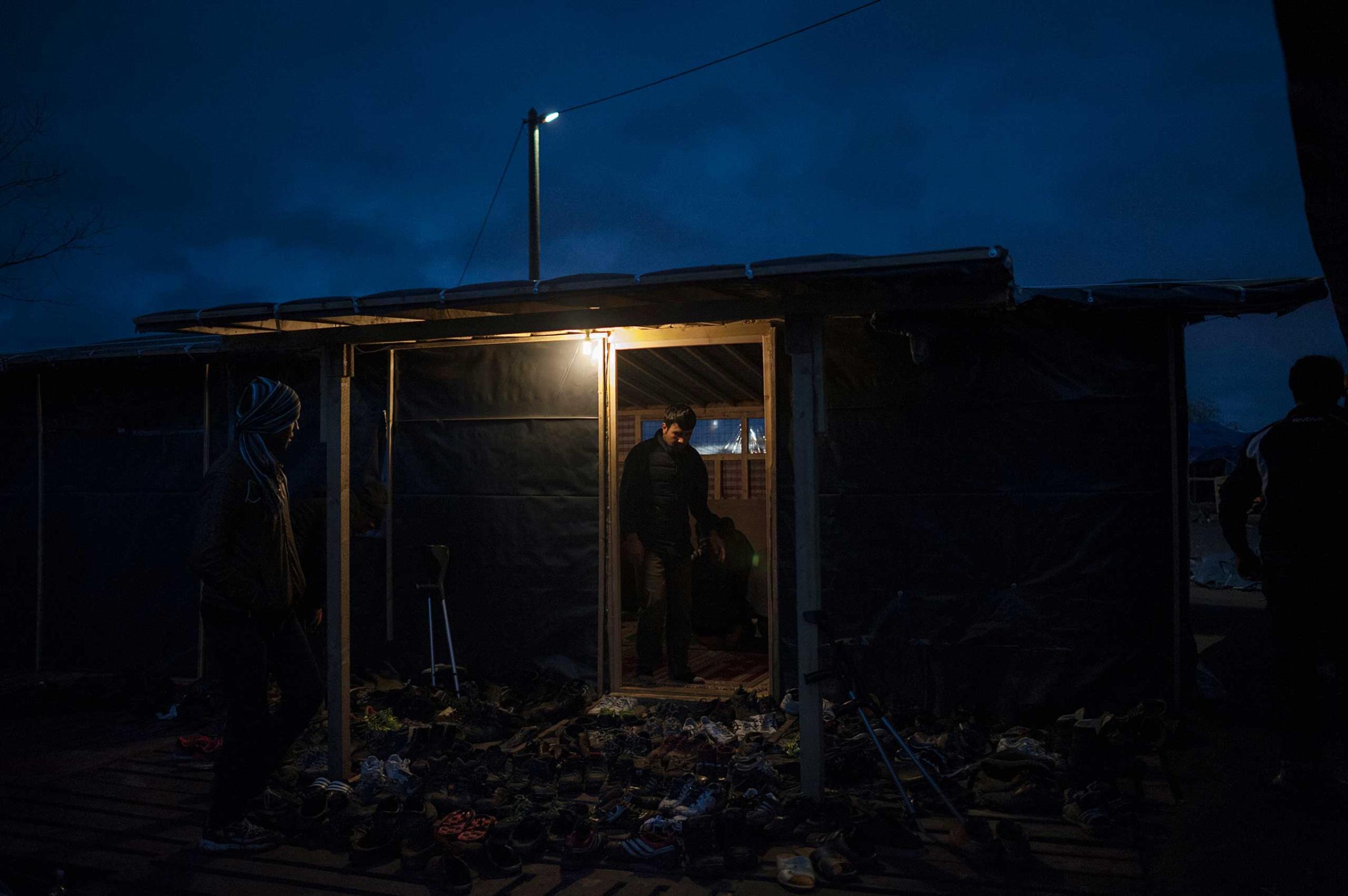 People leave the mosque after Friday pray in Calais, France on Nov. 7, 2015.