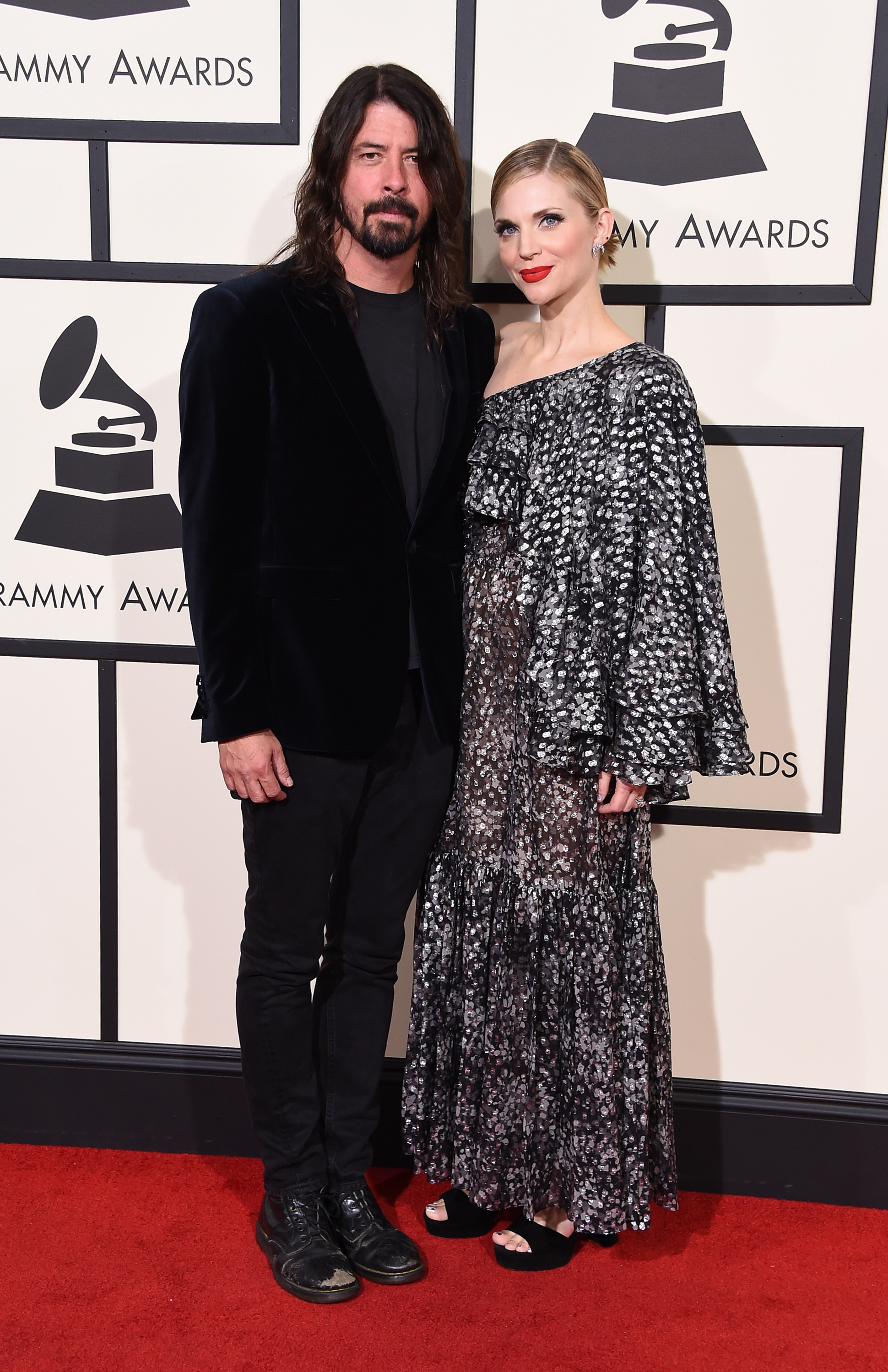 Dave Grohl, left, and Jordyn Blum, right, attend the 58th GRAMMY Awards at Staples Center on Feb. 15, 2016 in Los Angeles.
