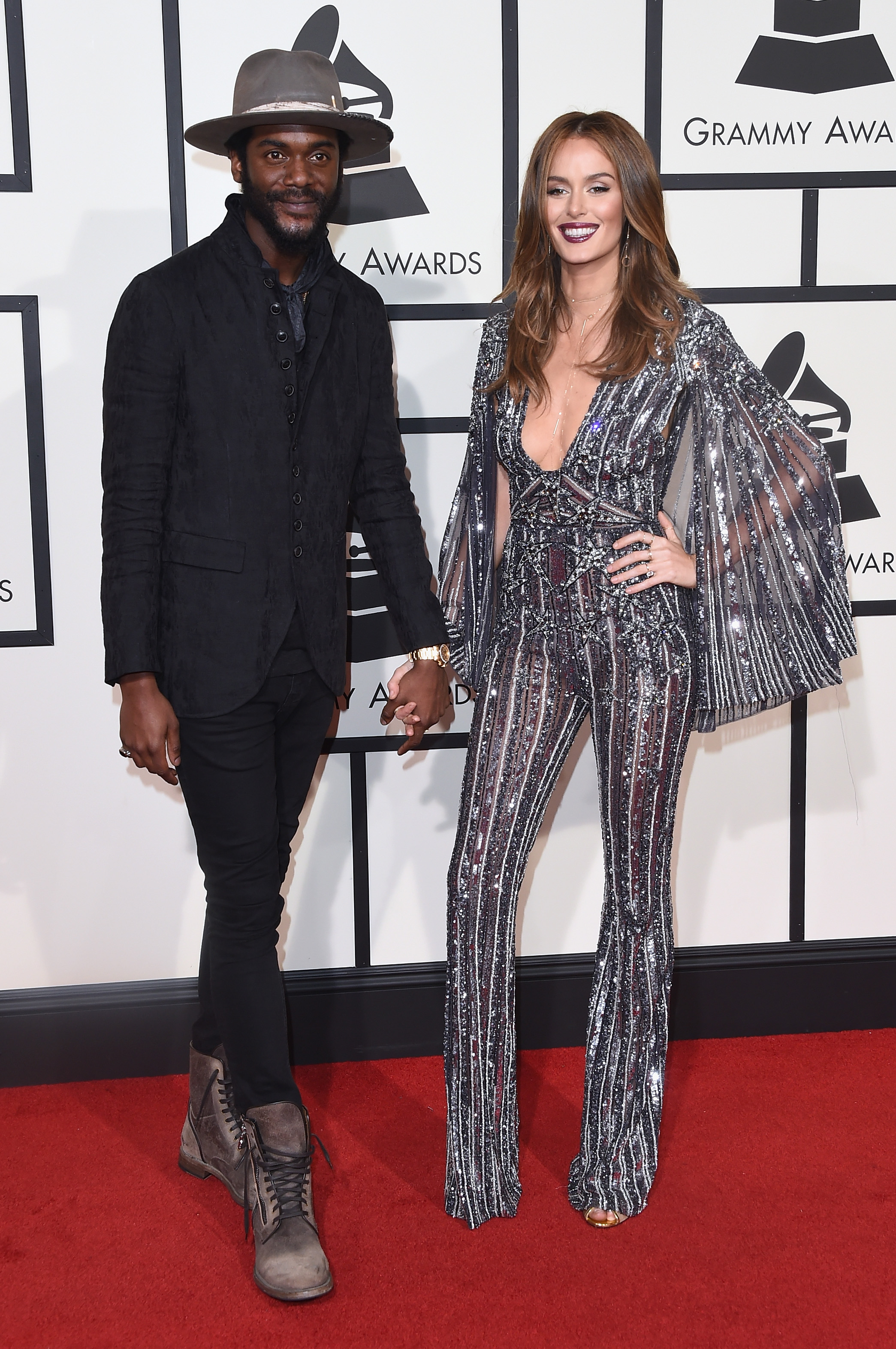 Gary Clark Jr., left, and Nicole Trunfio, right, attend the 58th GRAMMY Awards at Staples Center on Feb. 15, 2016 in Los Angeles.