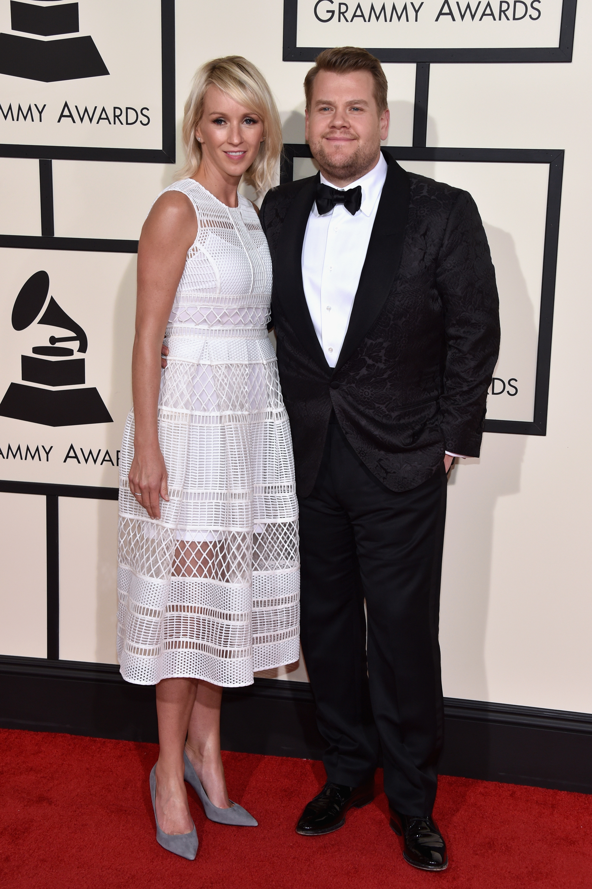 Julia Carey, left, and James Corden, right, attend the 58th GRAMMY Awards at Staples Center on Feb. 15, 2016 in Los Angeles.