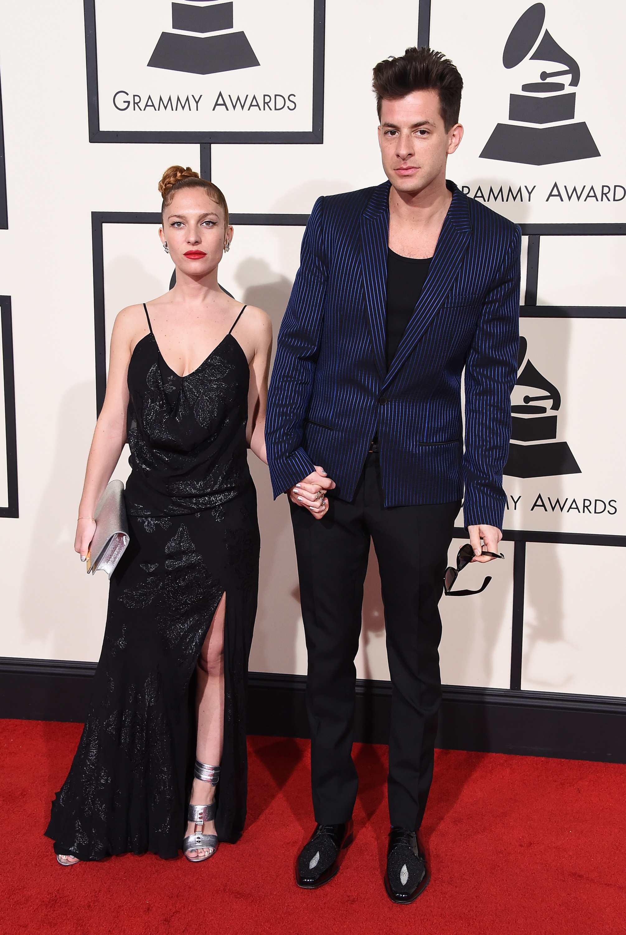 Josephine de la Baume, left, and Mark Ronson, right, attend the 58th GRAMMY Awards at Staples Center on Feb. 15, 2016 in Los Angeles.