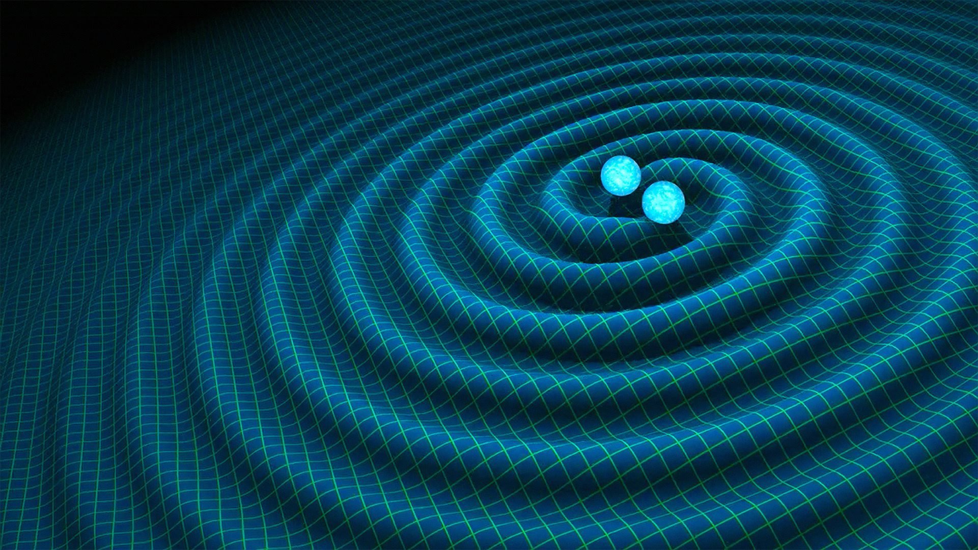 An artist's impression of gravitational waves generated by binary neutron stars. US researchers said on Feb. 11 2016 they have detected gravitational waves, which physicist Albert Einstein first described 100 years ago as 'ripples in the fabric of space-time.' (R. Hurt/Caltech-JPL/EPA)