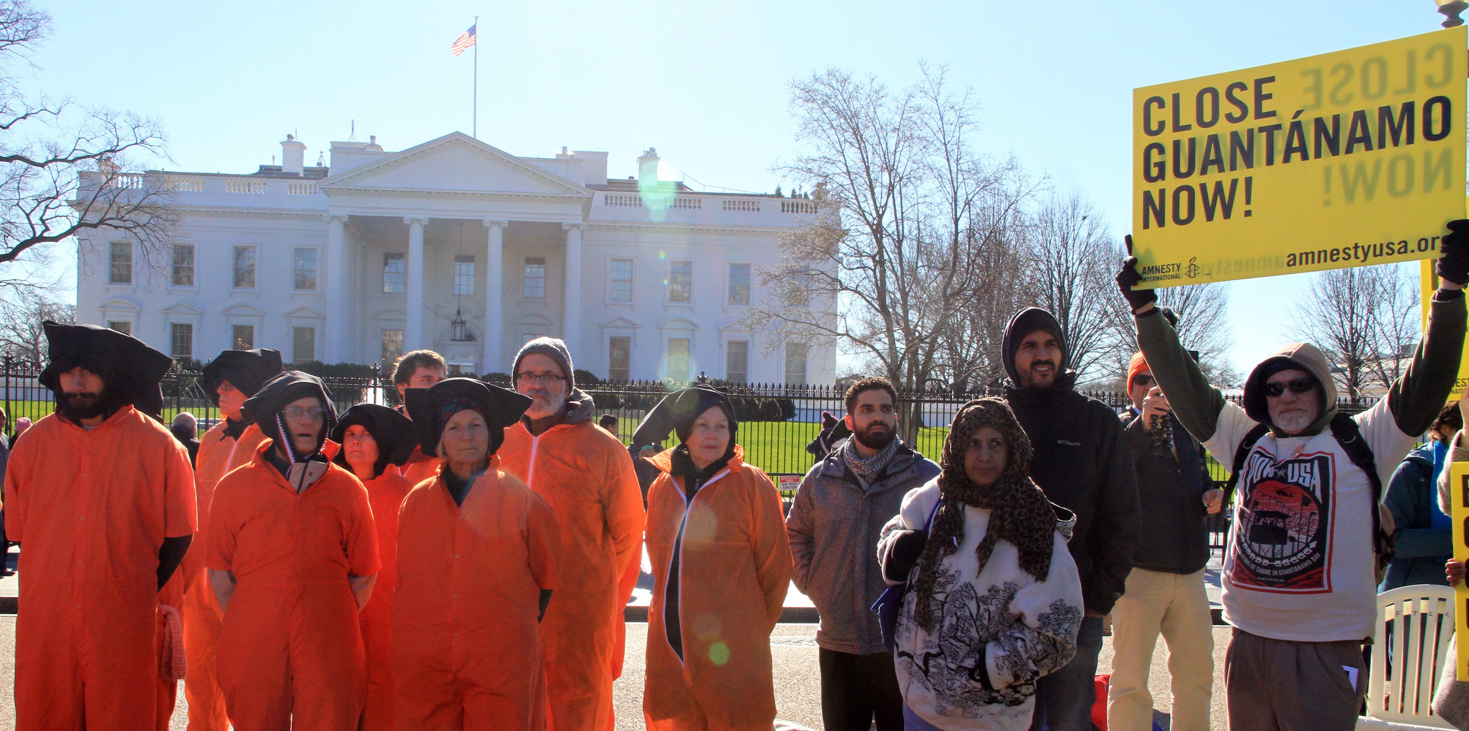 Protest in front of the White House against Guantanamo detention center