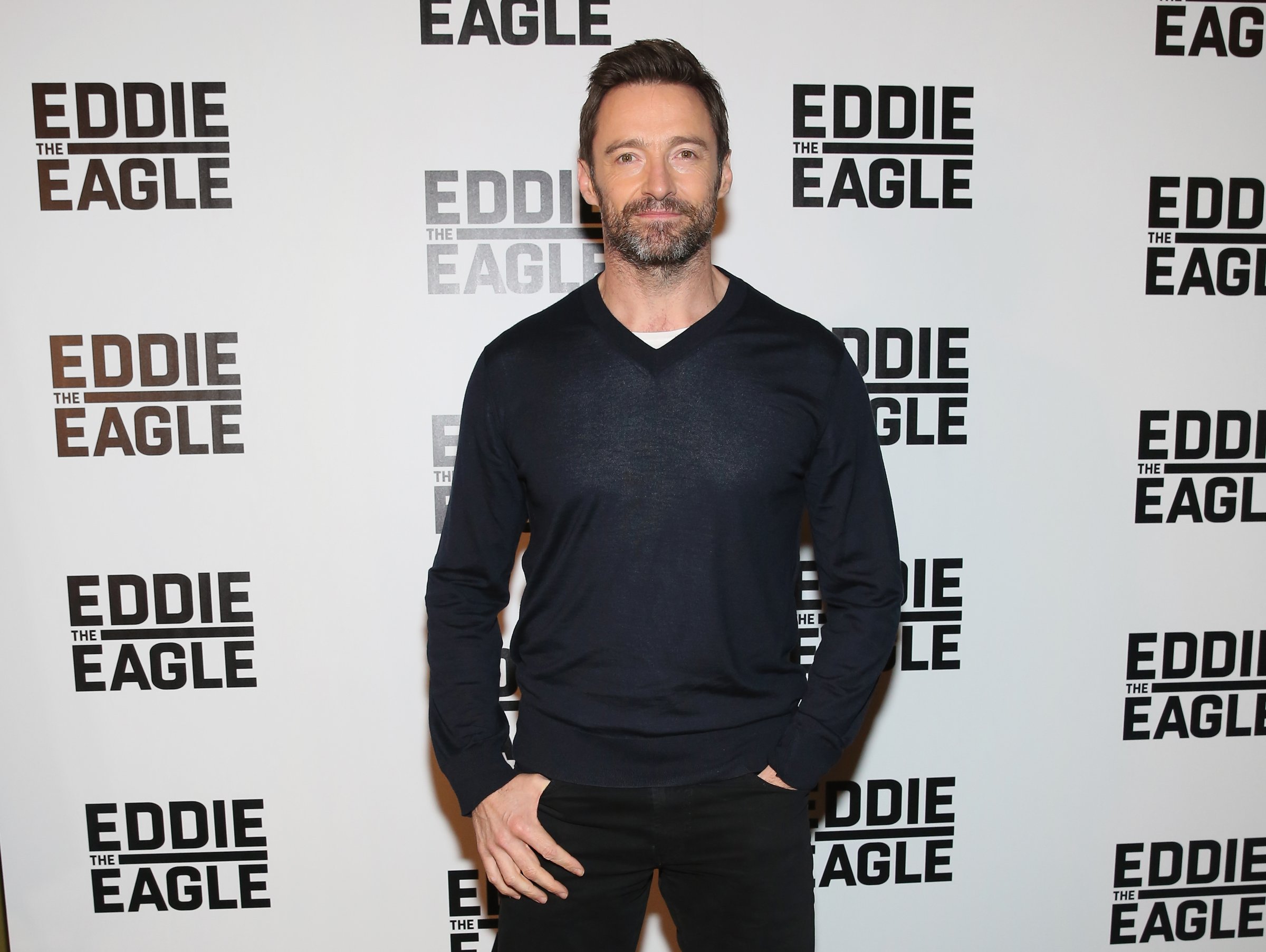 Hugh Jackman attends the "Eddie The Eagle" Screening at Landmark Sunshine Theater on February 2, 2016 in New York City.