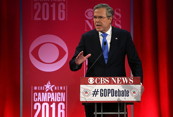 Republican presidential candidate Jeb Bush participates in a CBS News GOP Debate February 13, 2016 at the Peace Center in Greenville, South Carolina. (Spencer Platt—Getty Images)