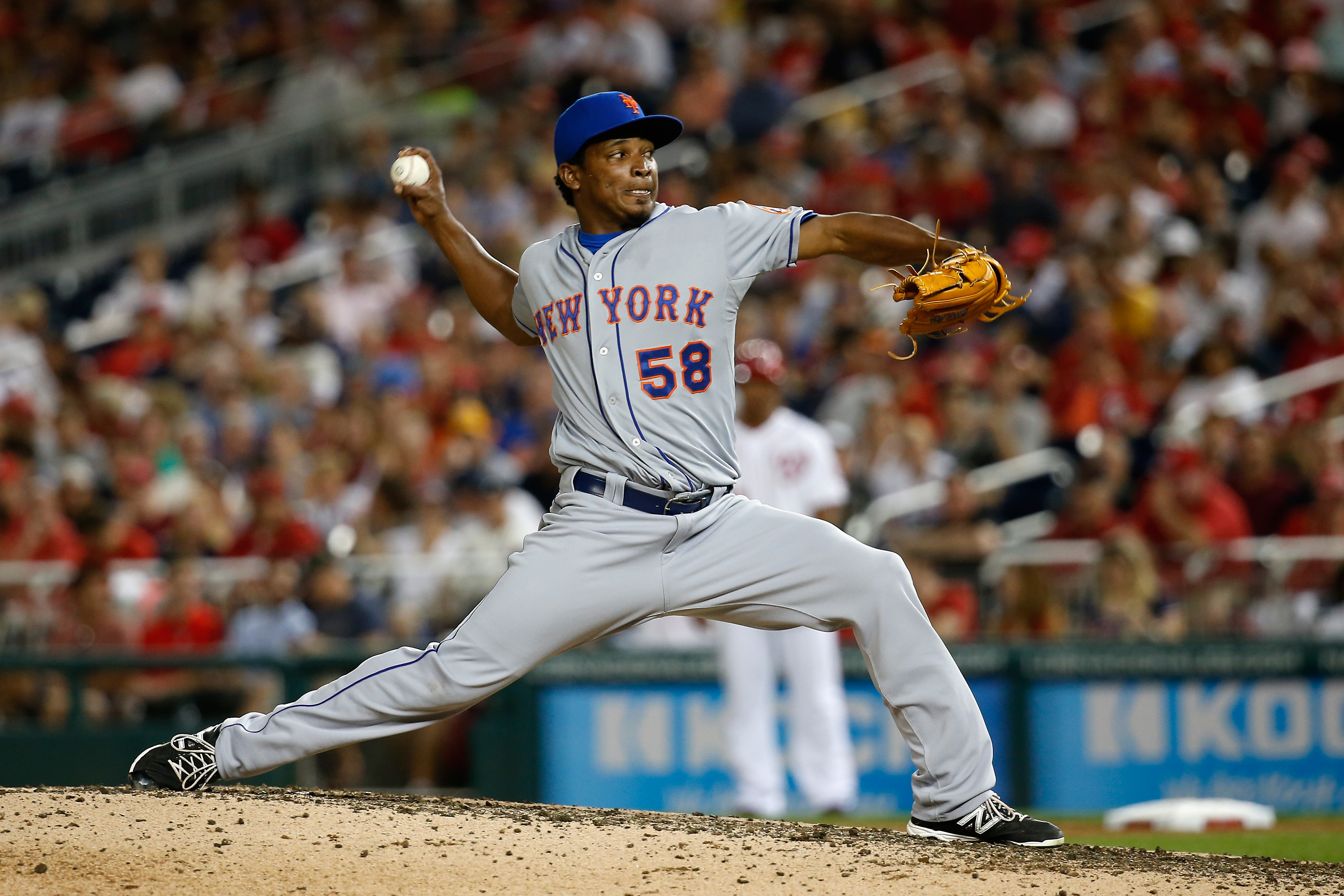 Jenrry Mejia at Nationals Park on July 21, 2015 in Washington, DC. (Rob Carr—Getty Images)