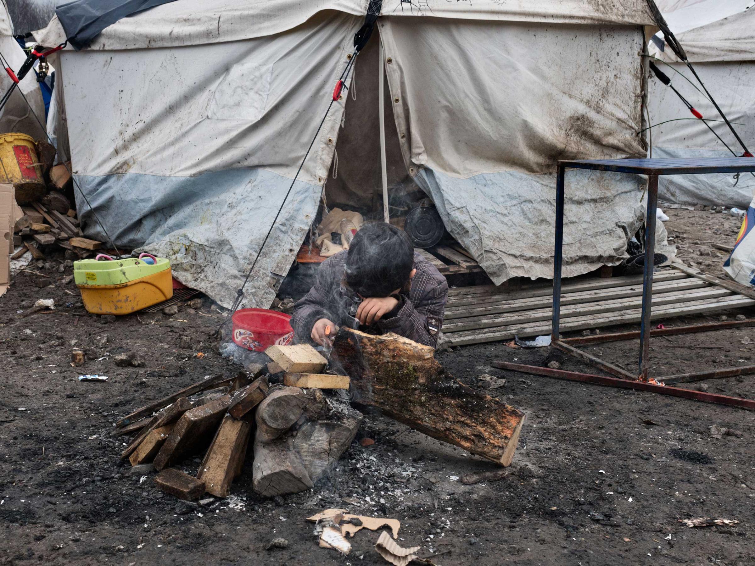 The refugee camp near Dunkirk, Grande-Synthe, which is accommodating over 2,500 refugees mostly families from Kurdistan, January 20, 2016