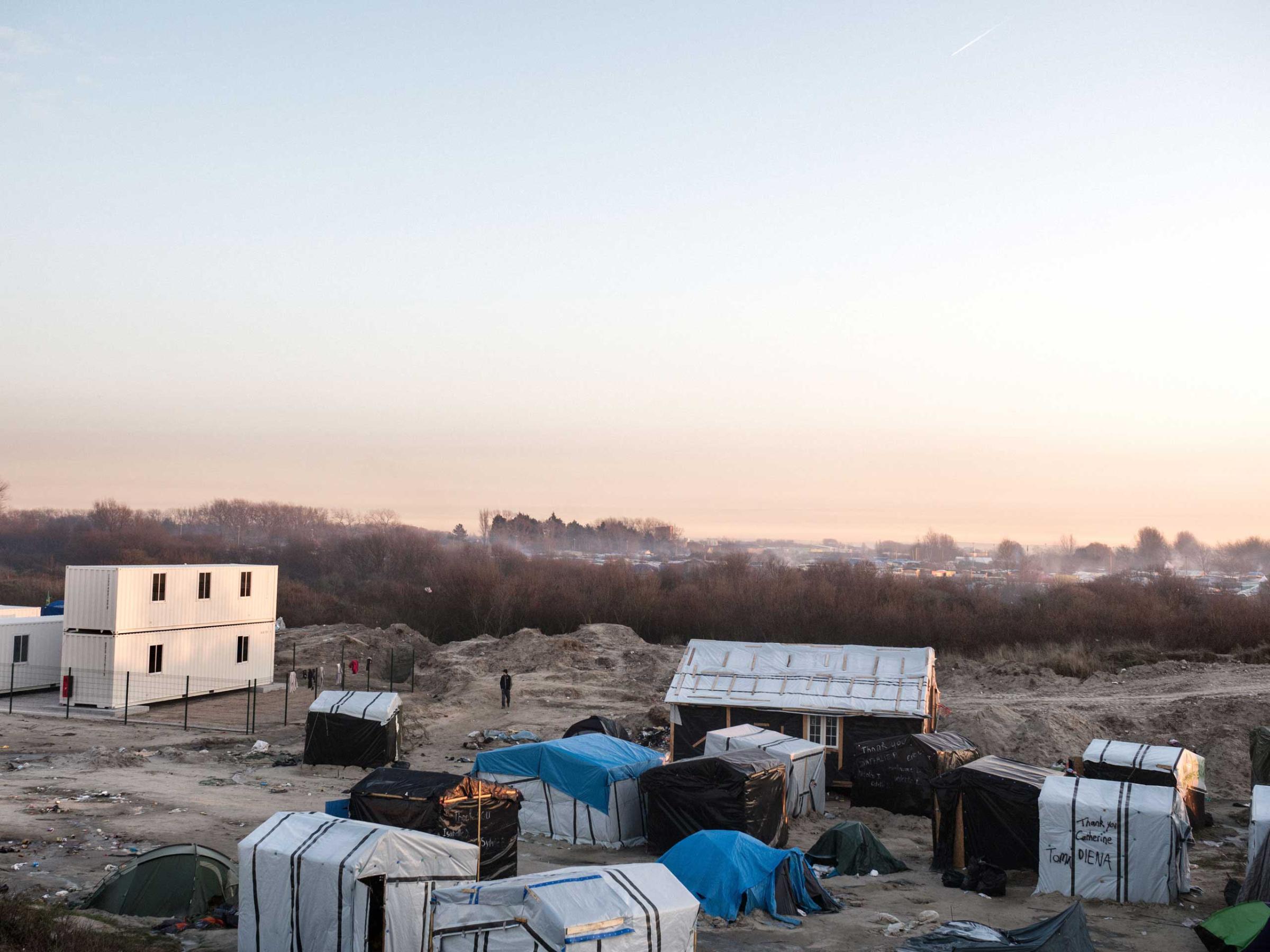 New construction  for migrants has begun in Calais, France intended to take the place of the "jungle" tent dwellings, Jan. 19, 2016.