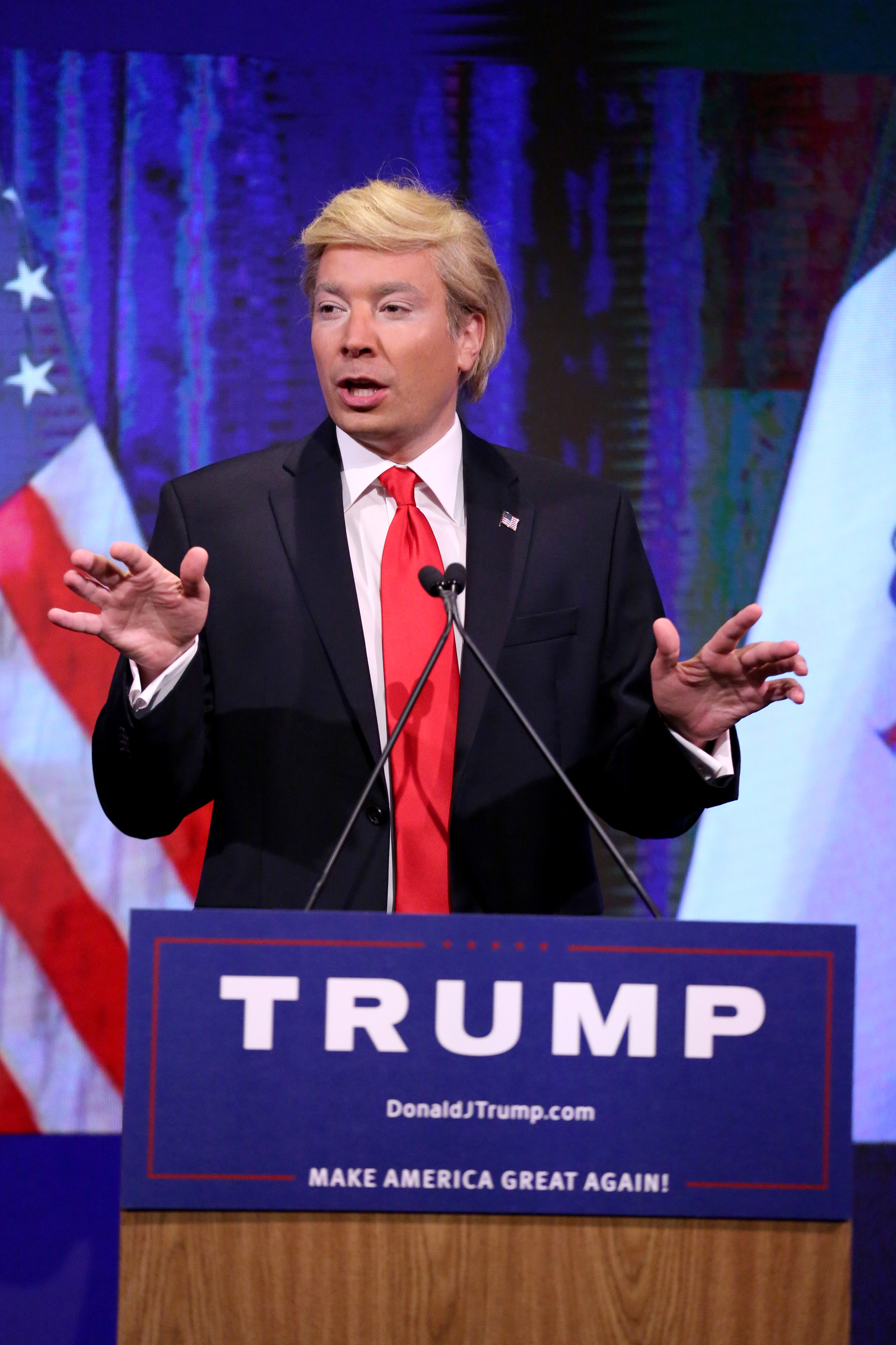 Jimmy Fallon dressed as Donald Trump on The Tonight Show Starring Jimmy Fallon on Feb. 3, 2016.