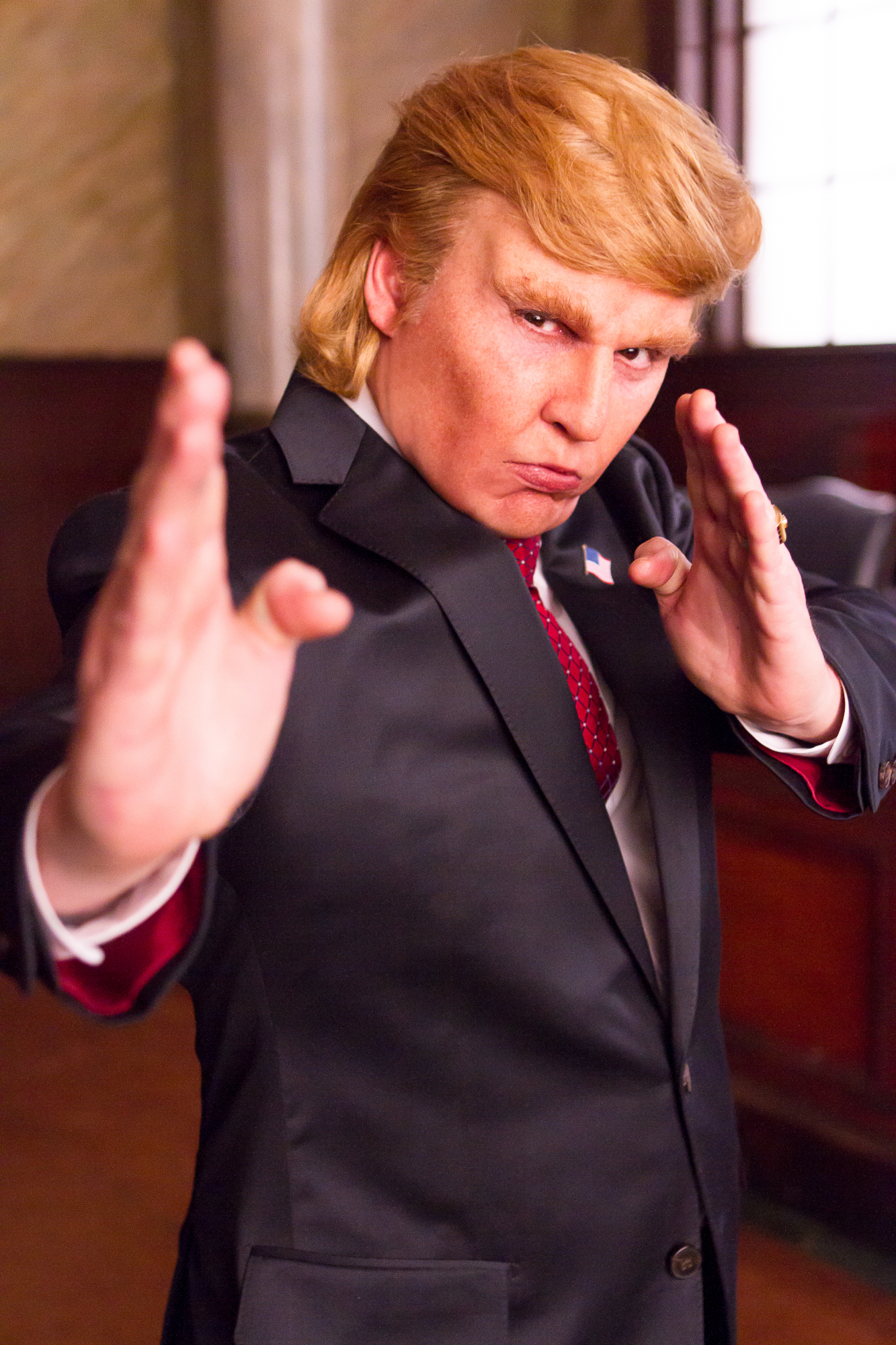 Johnny Depp dressed as Donald Trump in Funny or Die's Donald Trump’s The Art of the Deal: The Movie on Feb. 10, 2016.