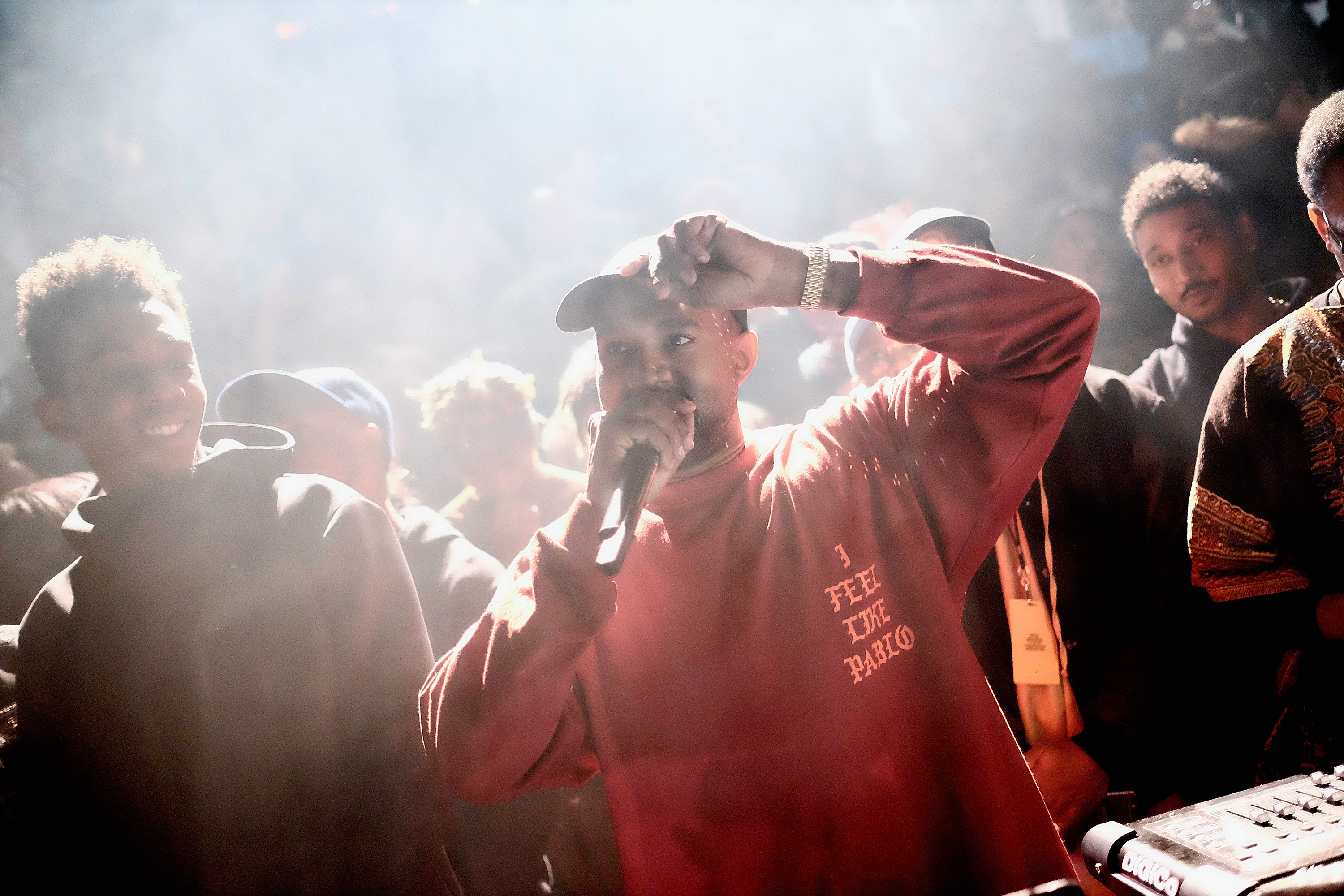Kanye West performs during Kanye West Yeezy Season 3 on February 11, 2016 in New York City. (Dimitrios Kambouris—Getty Images)
