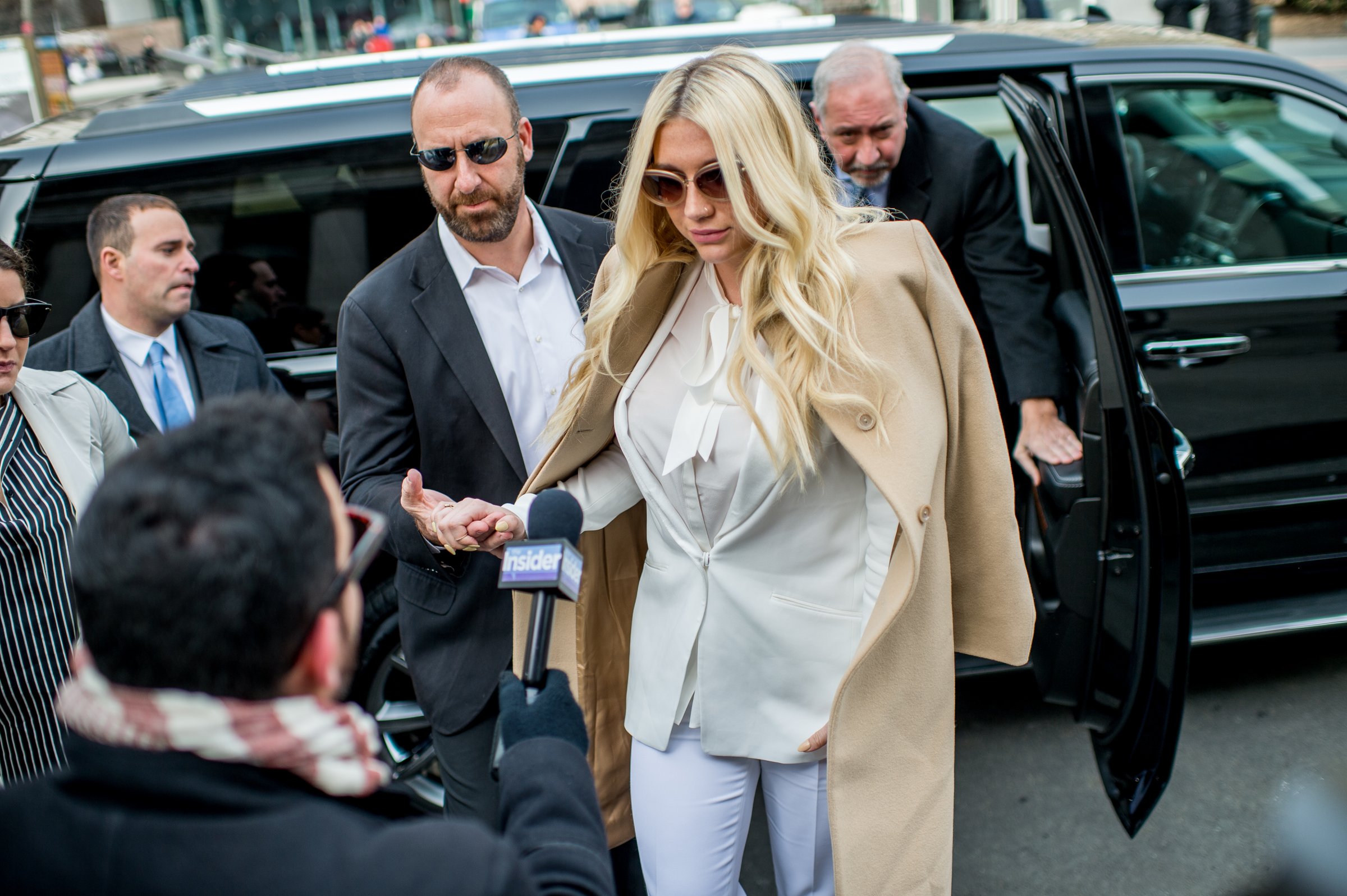 Kesha makes a court appearance as fans protest Sony Music Entertainment outside New York State Supreme Court on Feb. 19, 2016.