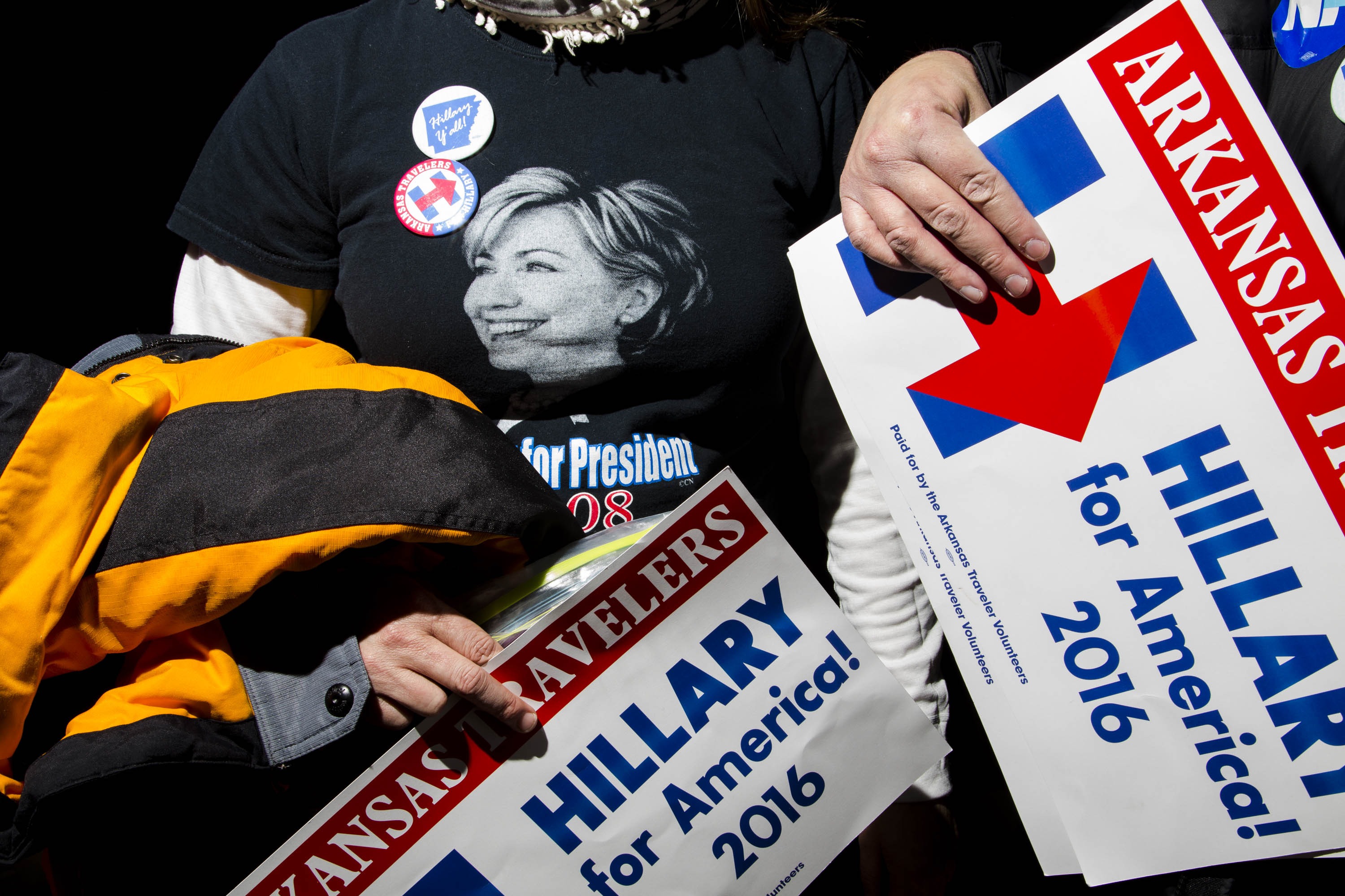 Supporters of Democratic presidential candidate, former Secretary of State Hillary Clinton attend a campaign event at Great Bay Community College on Feb. 6, 2016, in Portsmouth, N.H.