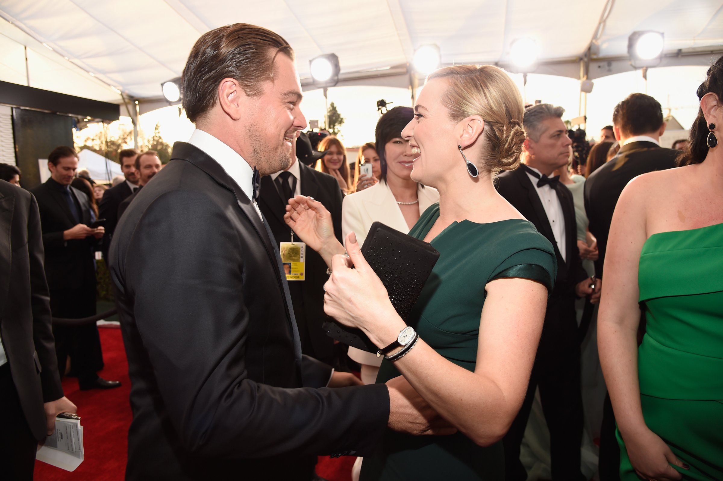 Leonardo DiCaprio and Kate Winslet attend The 22nd Annual Screen Actors Guild Awards on Jan. 30, 2016 in Los Angeles.
