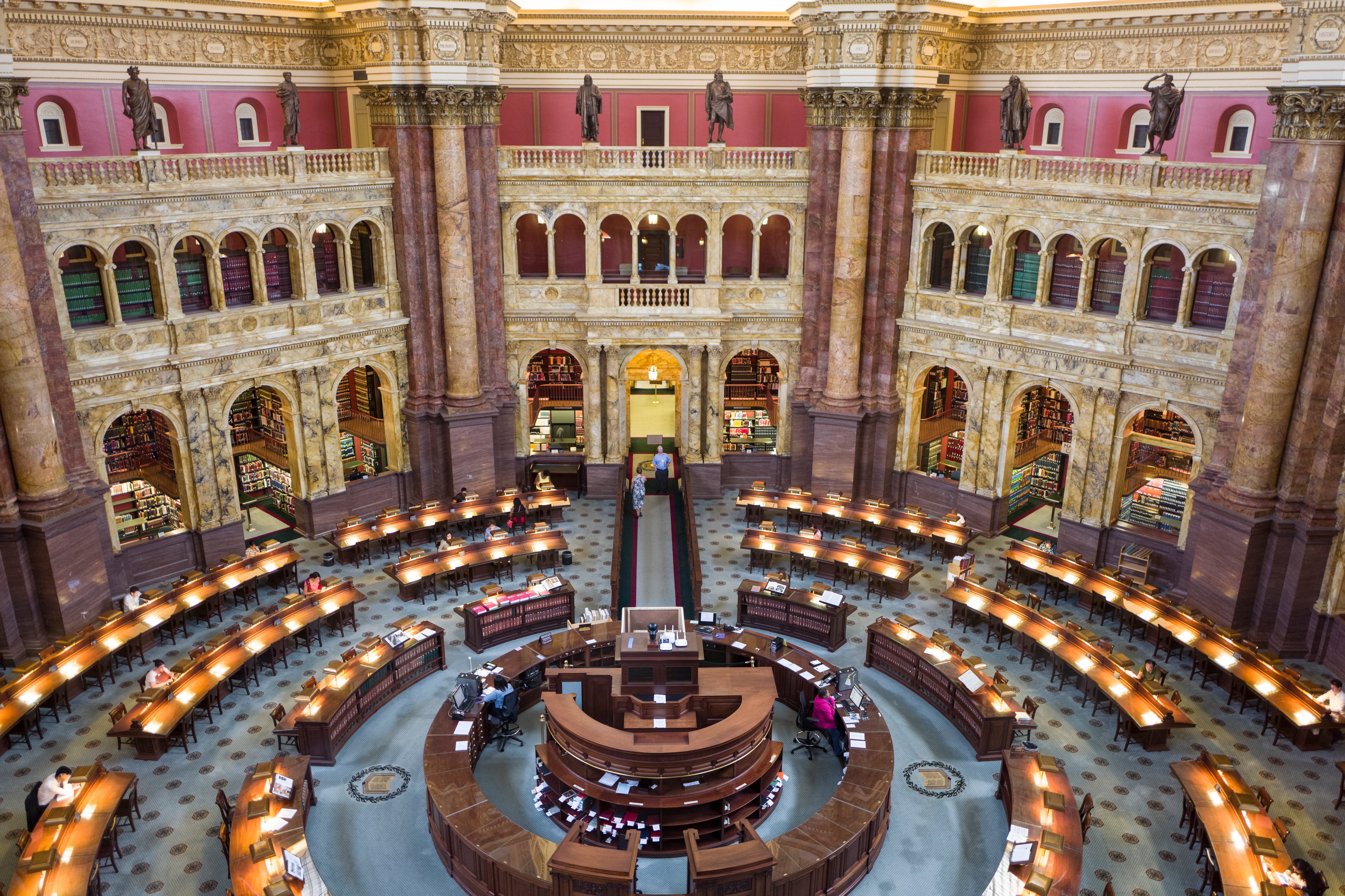 An interior view of the Main Reading Room from an overlook at the  Library of Congress Thomas Jefferson Building is shown on Wednesday, August 12, 2015. (Nikki Kahn&mdash;The Washington Post/Getty Images)