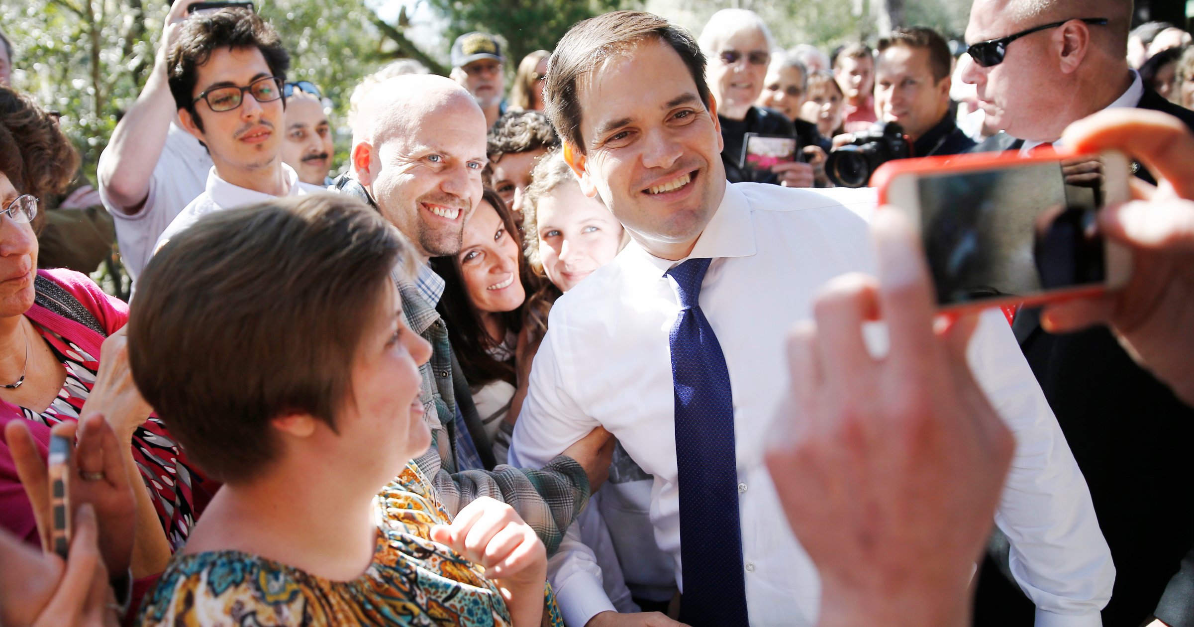 Marco Rubio meets with attendees during a campaign stop on Feb. 16, 2016 in Summerville, S.C.