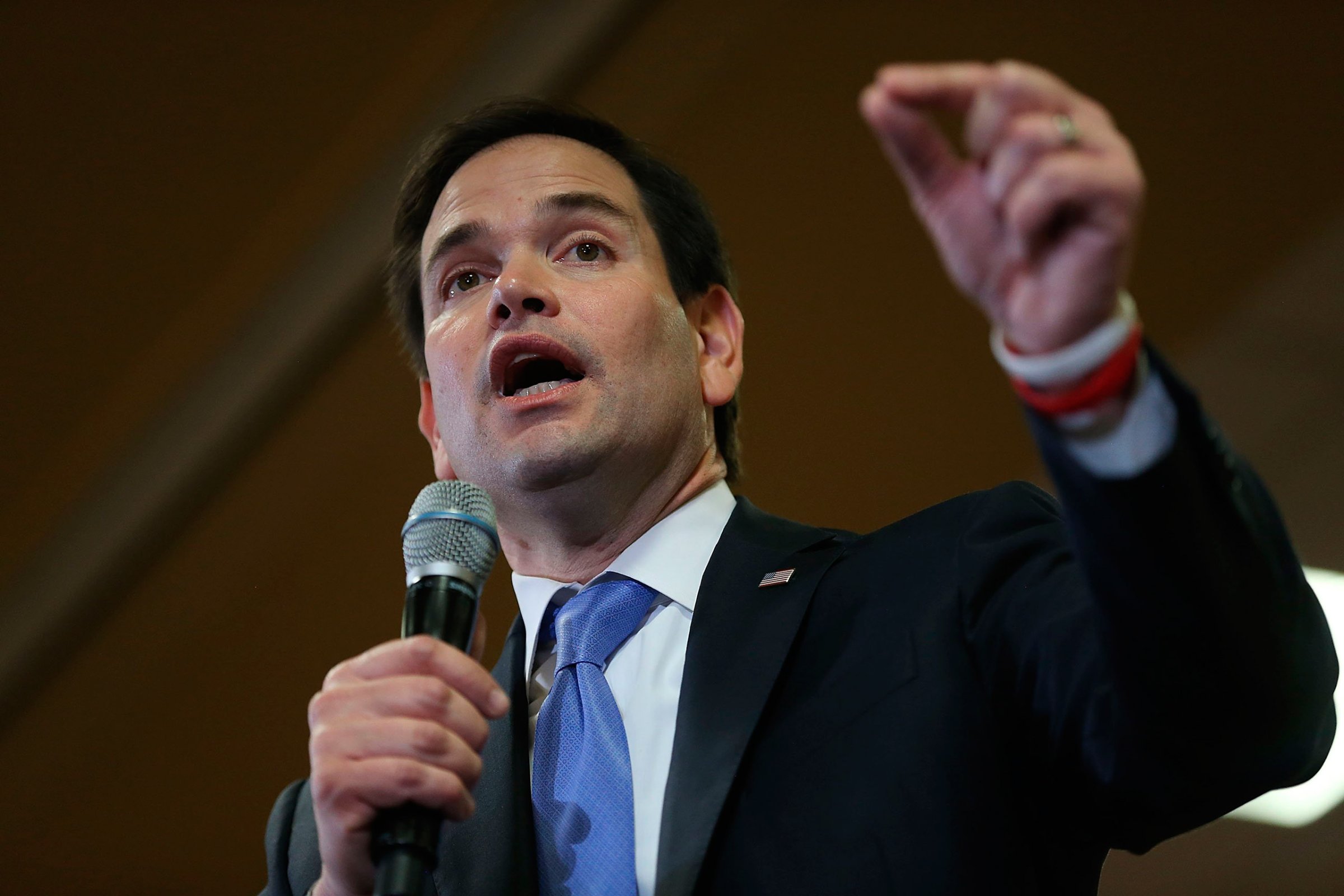 Republican presidential candidate Sen. Marco Rubio speaks during a campaign rally at the Marriott South at Hobby Airport in Houston, Texas, Feb. 24, 2016.