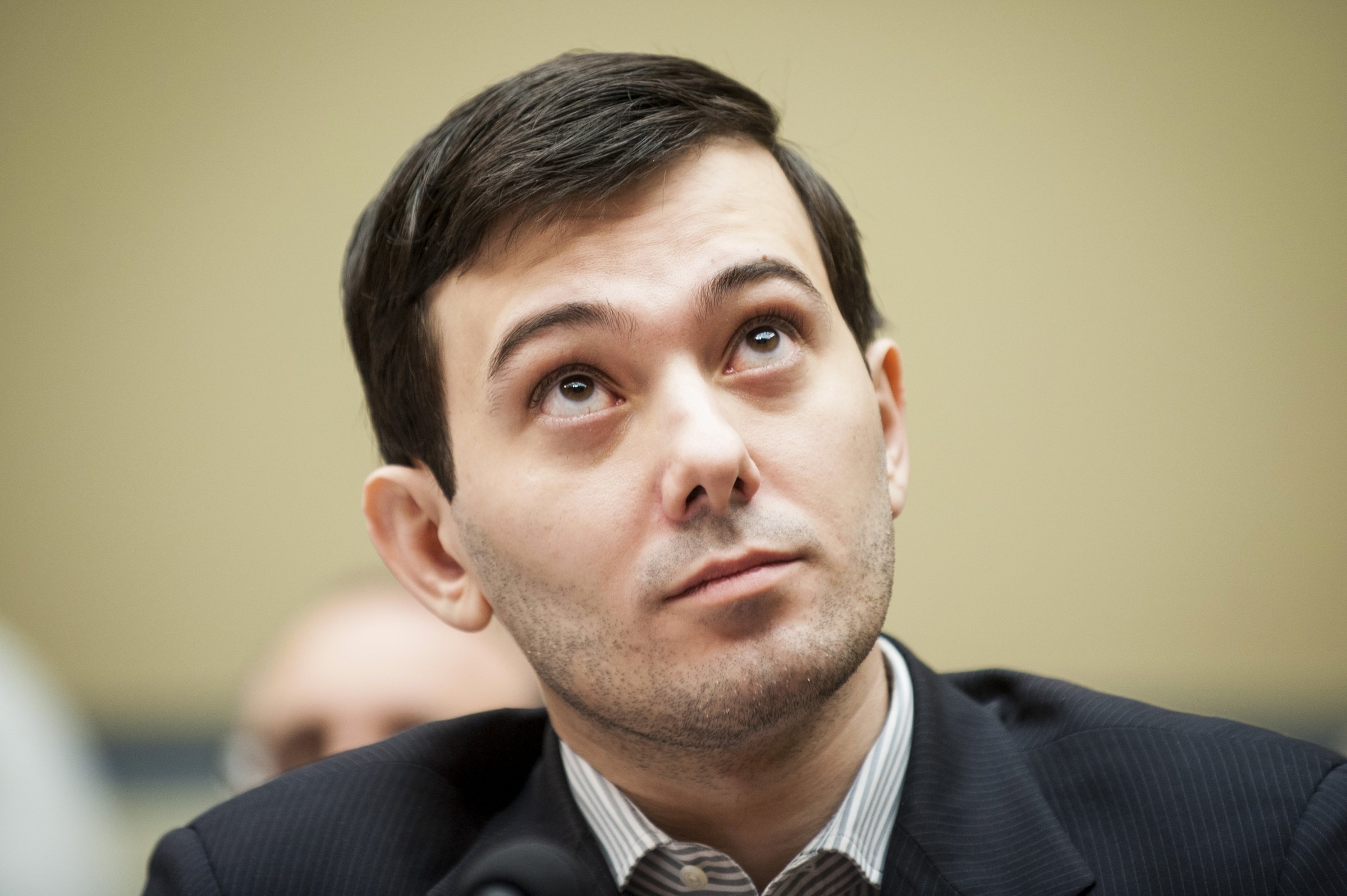 Martin Shkreli, former chief executive officer of Turing Pharmaceuticals LLC, reacts during a House Committee on Oversight and Government Reform hearing on prescription drug prices in Washington, D.C., on Feb. 4, 2016.