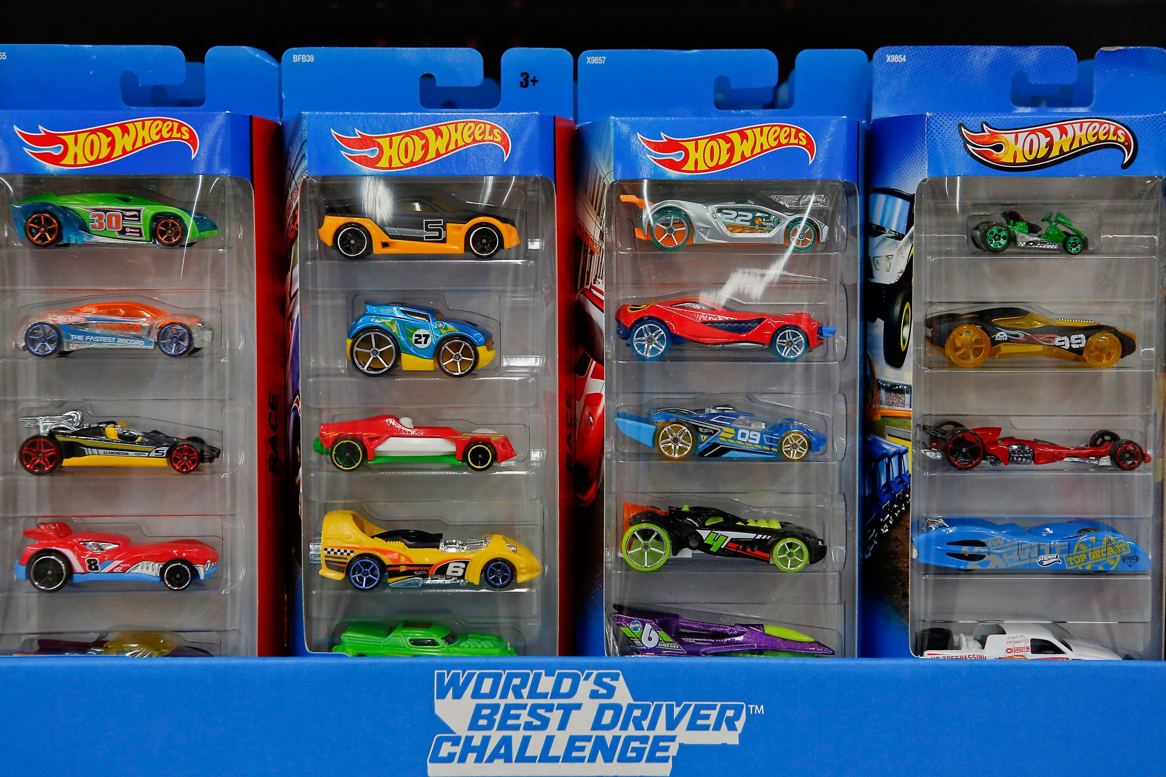 Mattel Inc. Hot Wheels cars are displayed for sale at a Wal-Mart Stores Inc. location ahead of Black Friday in Los Angeles, California, U.S., on Tuesday, Nov. 26, 2013.