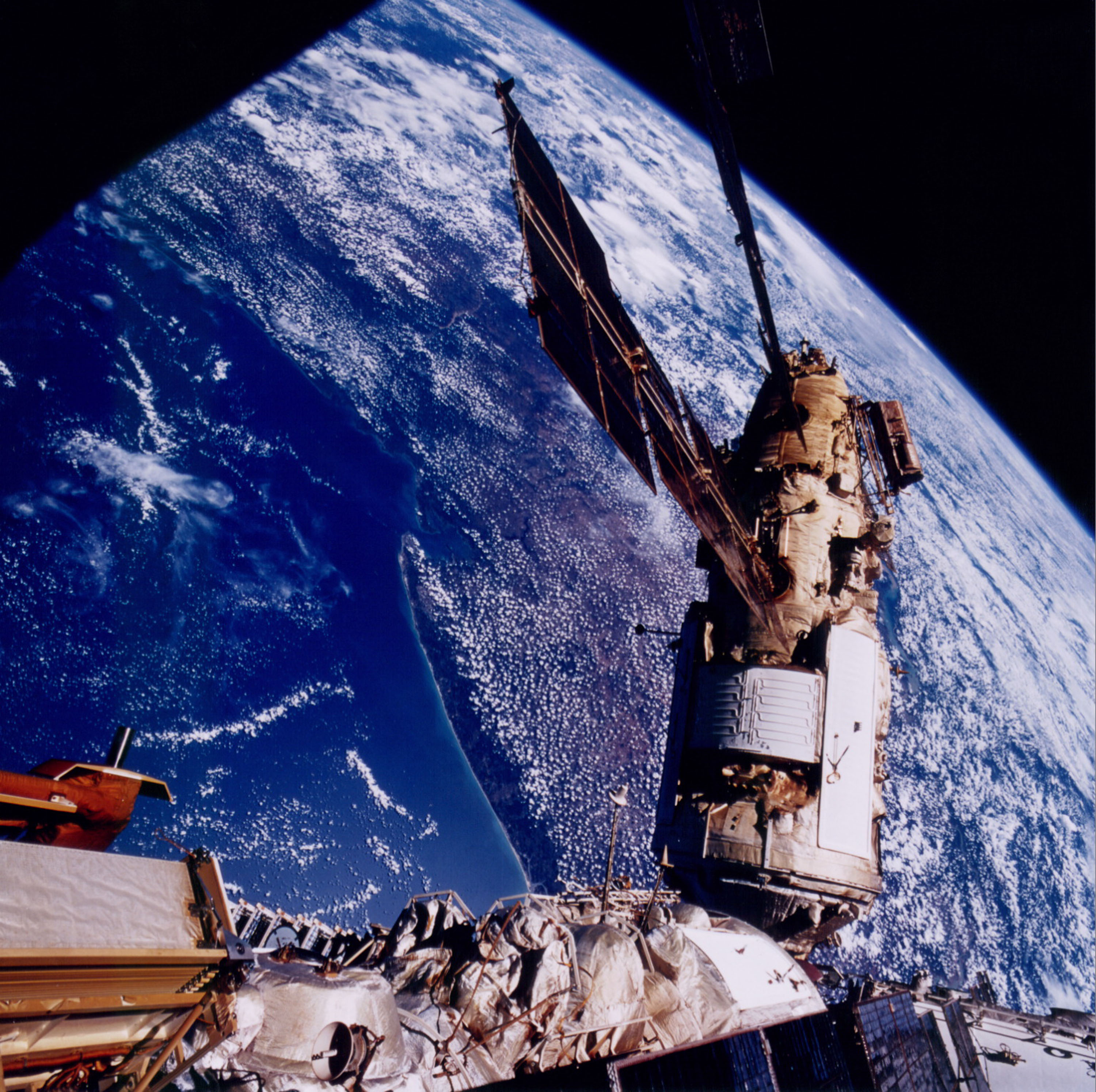 The STS-76 crew took this 70-mm undated picture of Russia's Mir space station over Australia.