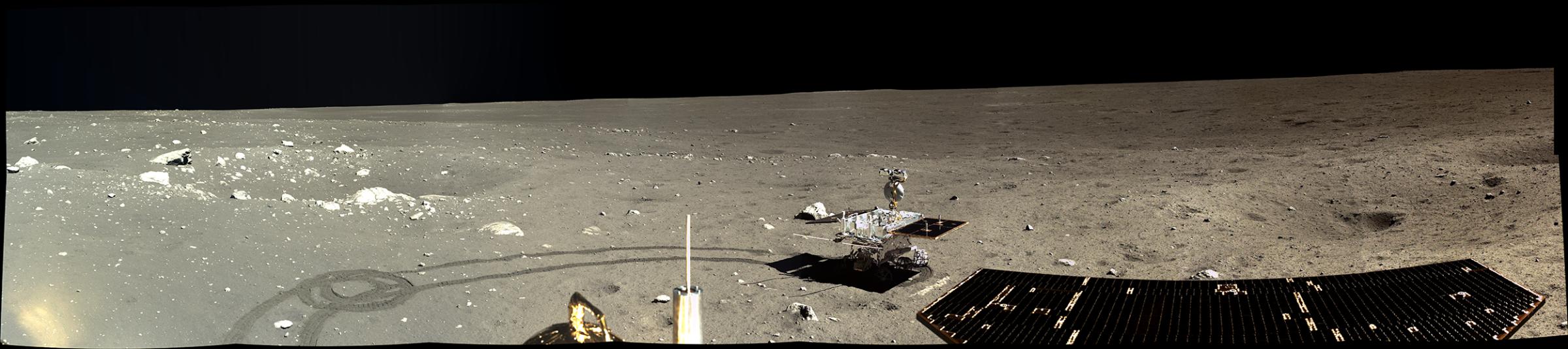 Part of a full 360-degree panorama taken by the Chang'e 3 lander on Dec. 17, 2013, three days after landing.