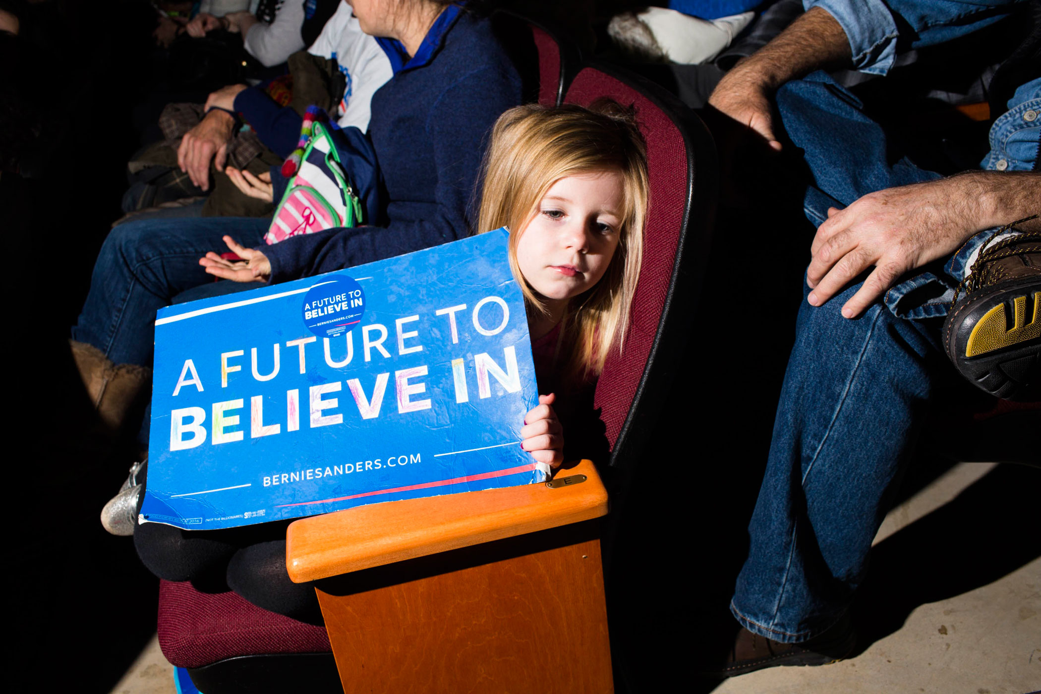 Supporters for Democratic presidential candidate, Vermont Sen. Bernie Sanders attend a campaign event at Pinkerton Academy on M Feb. 8, 2016, in Derry, N.H.