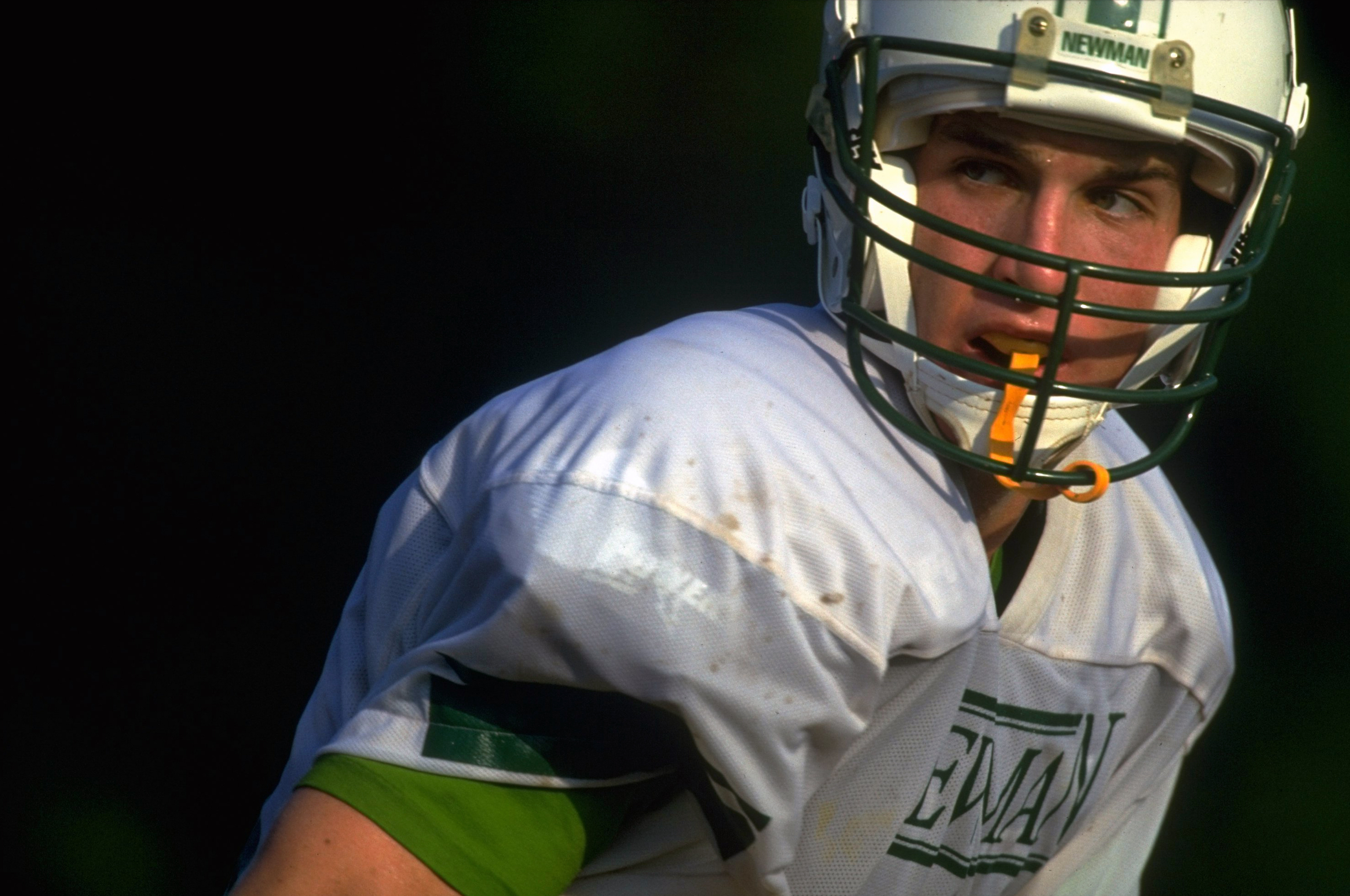 A 1993 photo shows Peyton Manning in action as quarterback for Isidore Newman School in New Orleans.